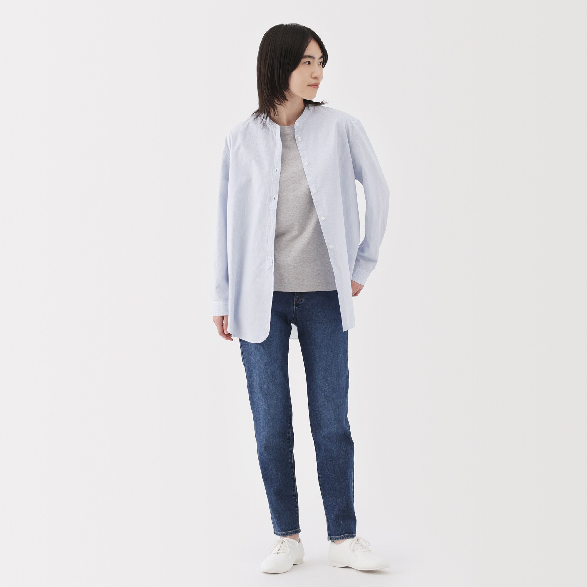 婦人　ストレッチデニムスリムストレートパンツ