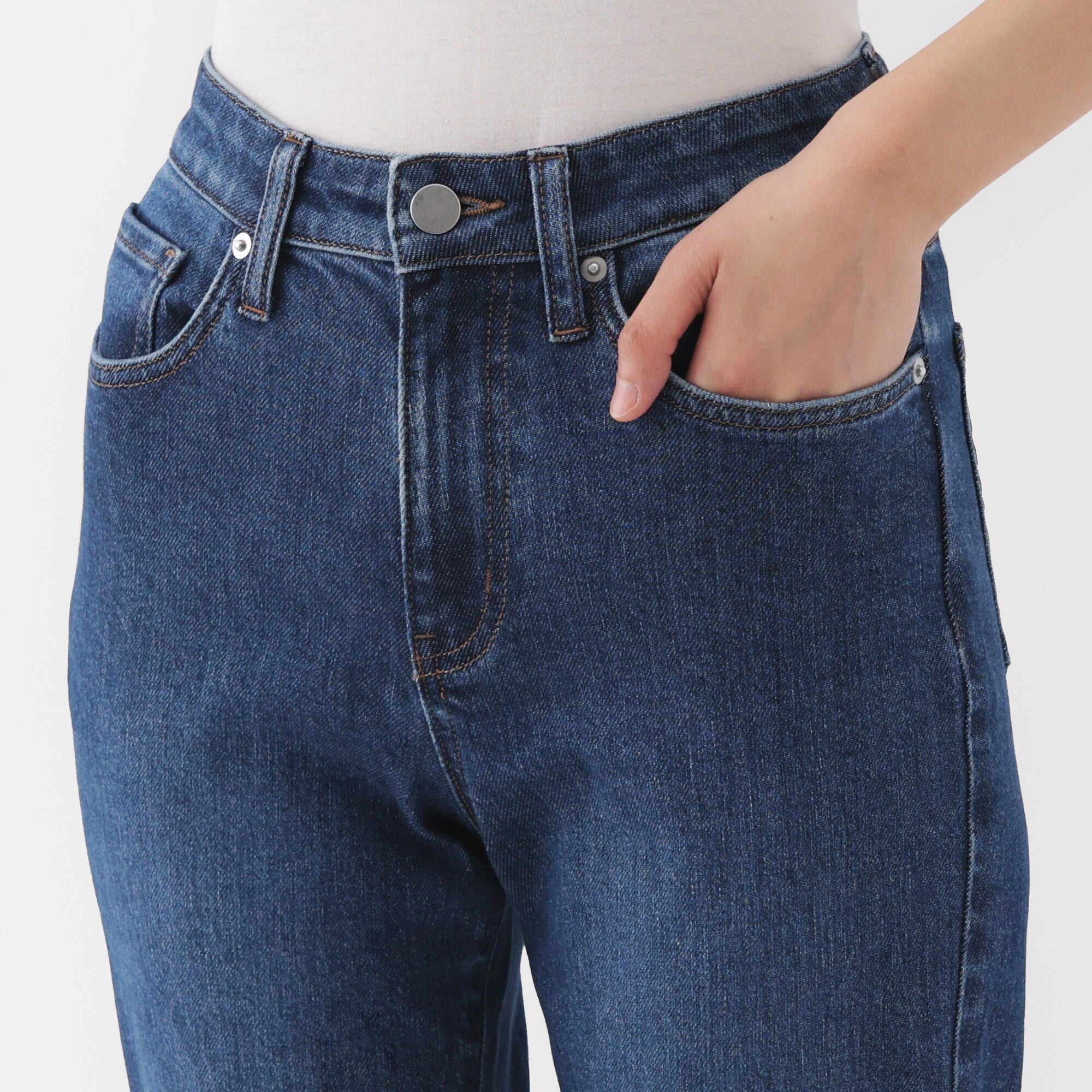 婦人　ストレッチデニムスリムストレートパンツ