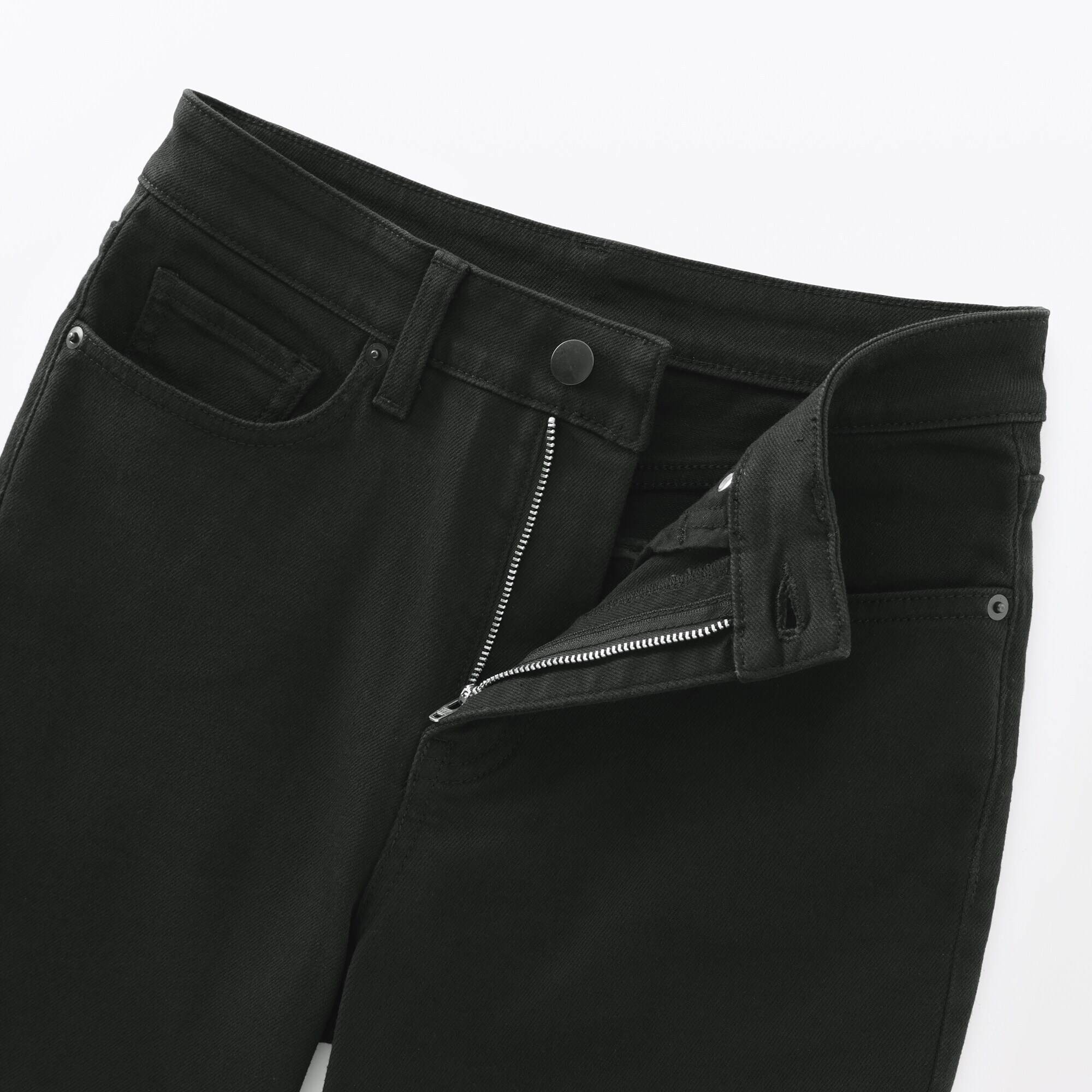 婦人　ストレッチデニムスリムストレートパンツ　黒