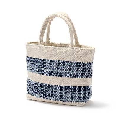 インドの手織り　トートバッグ（ボーダー）