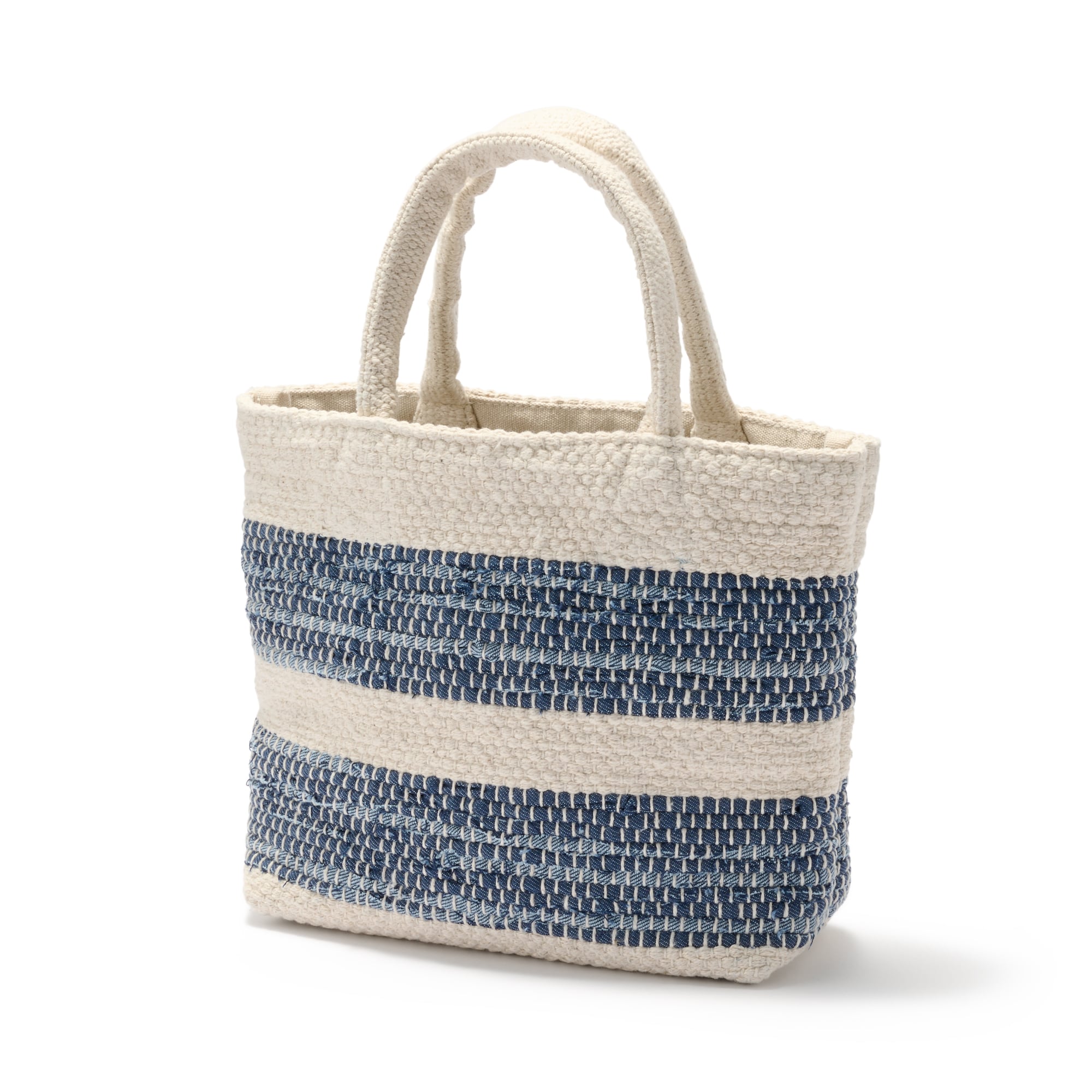 インドの手織り　トートバッグ（ボーダー）