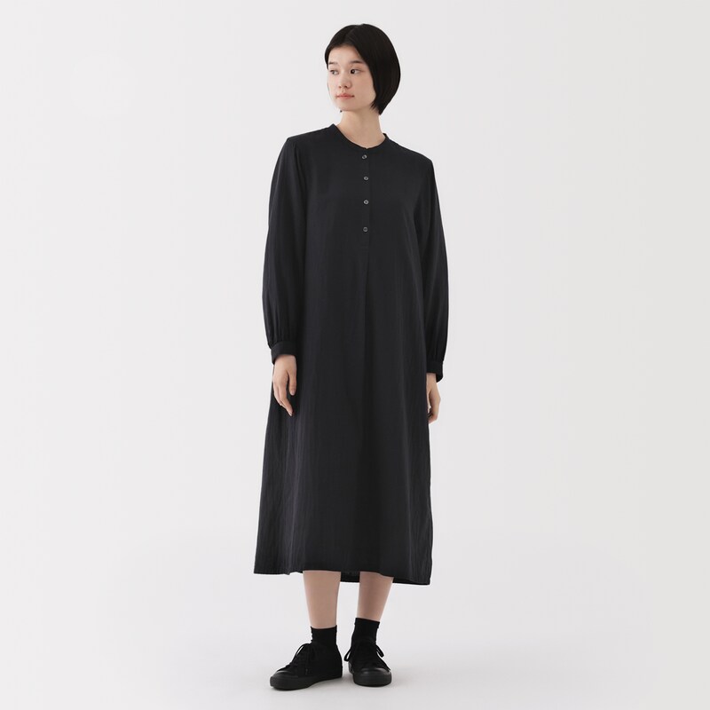 婦人 カポック混 二重ガーゼ 長袖ワンピース | 無印良品 