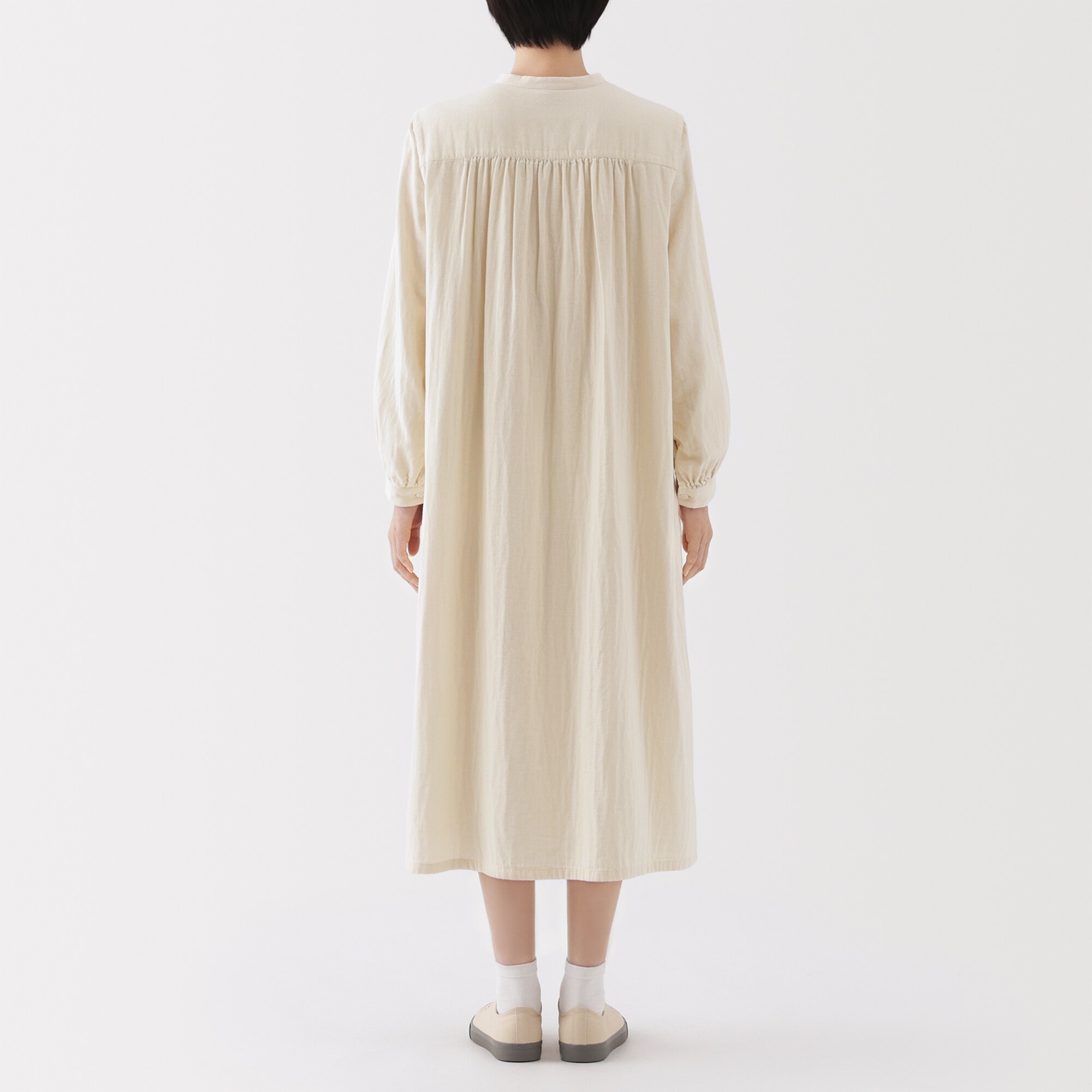 婦人 カポック混 二重ガーゼ 長袖ワンピース | 無印良品