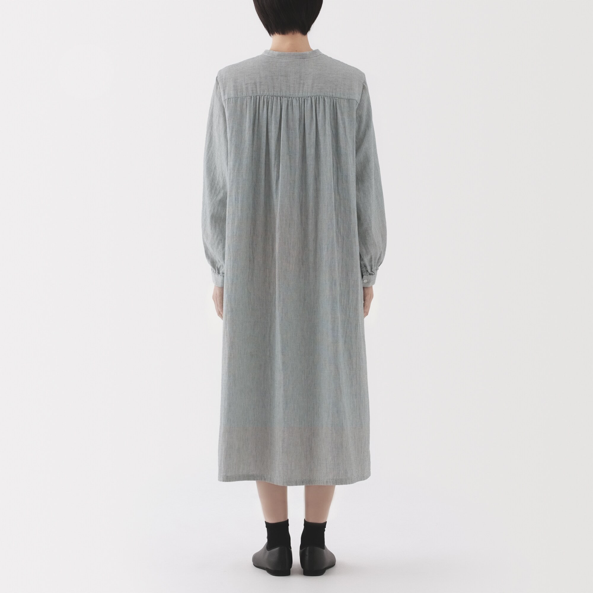 婦人 カポック混 二重ガーゼ 長袖ワンピース | 無印良品