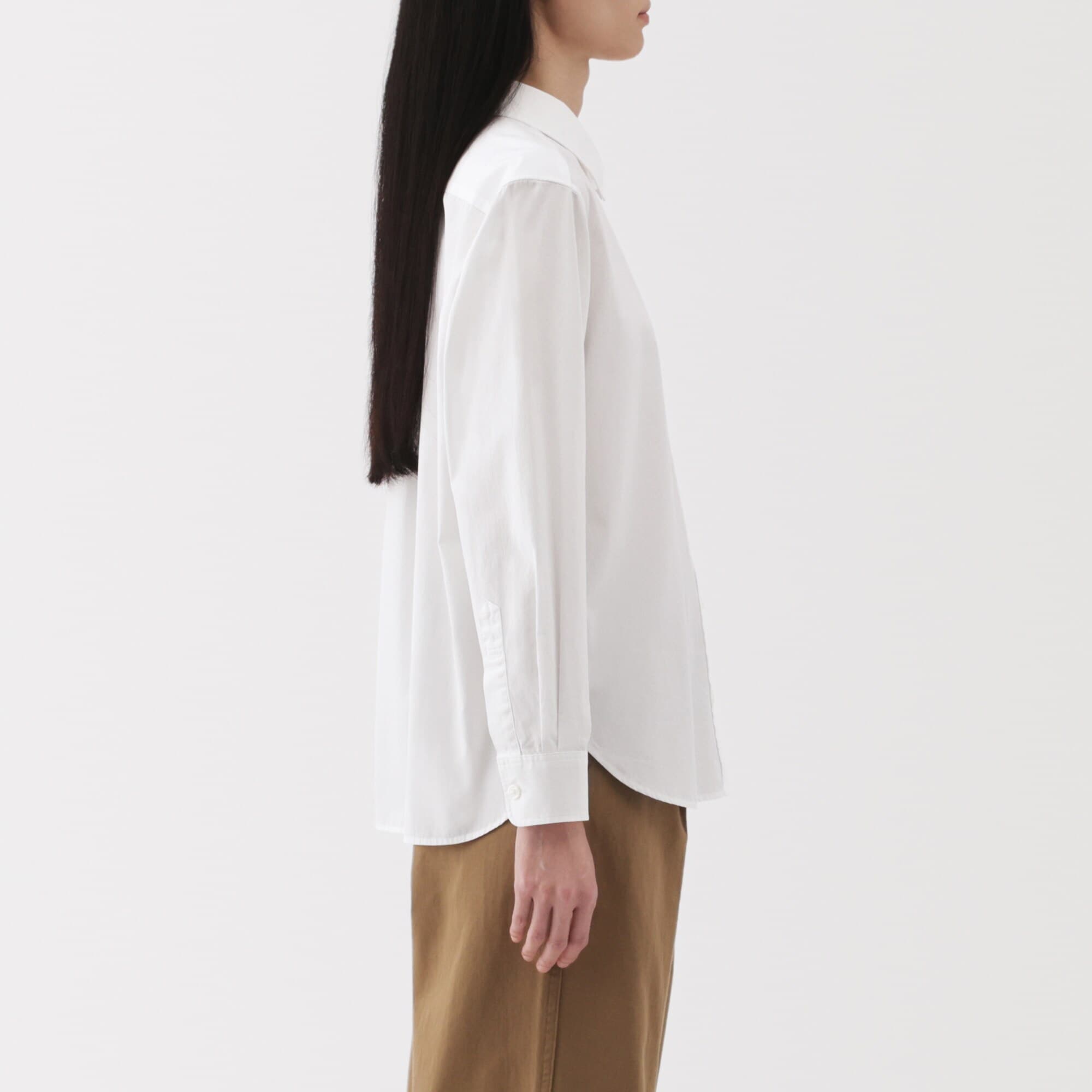 婦人　洗いざらし　ブロードレギュラーカラー長袖シャツ