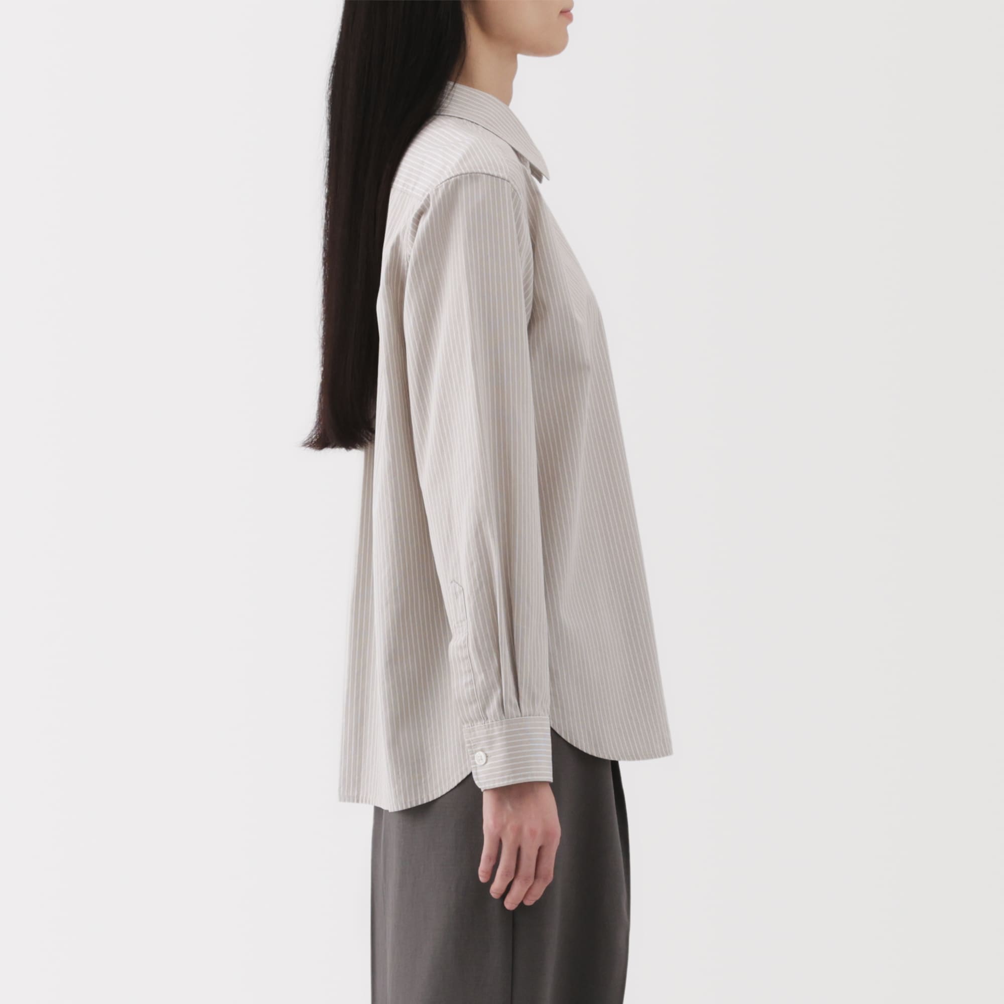 婦人　洗いざらし　ブロードレギュラーカラー長袖シャツ