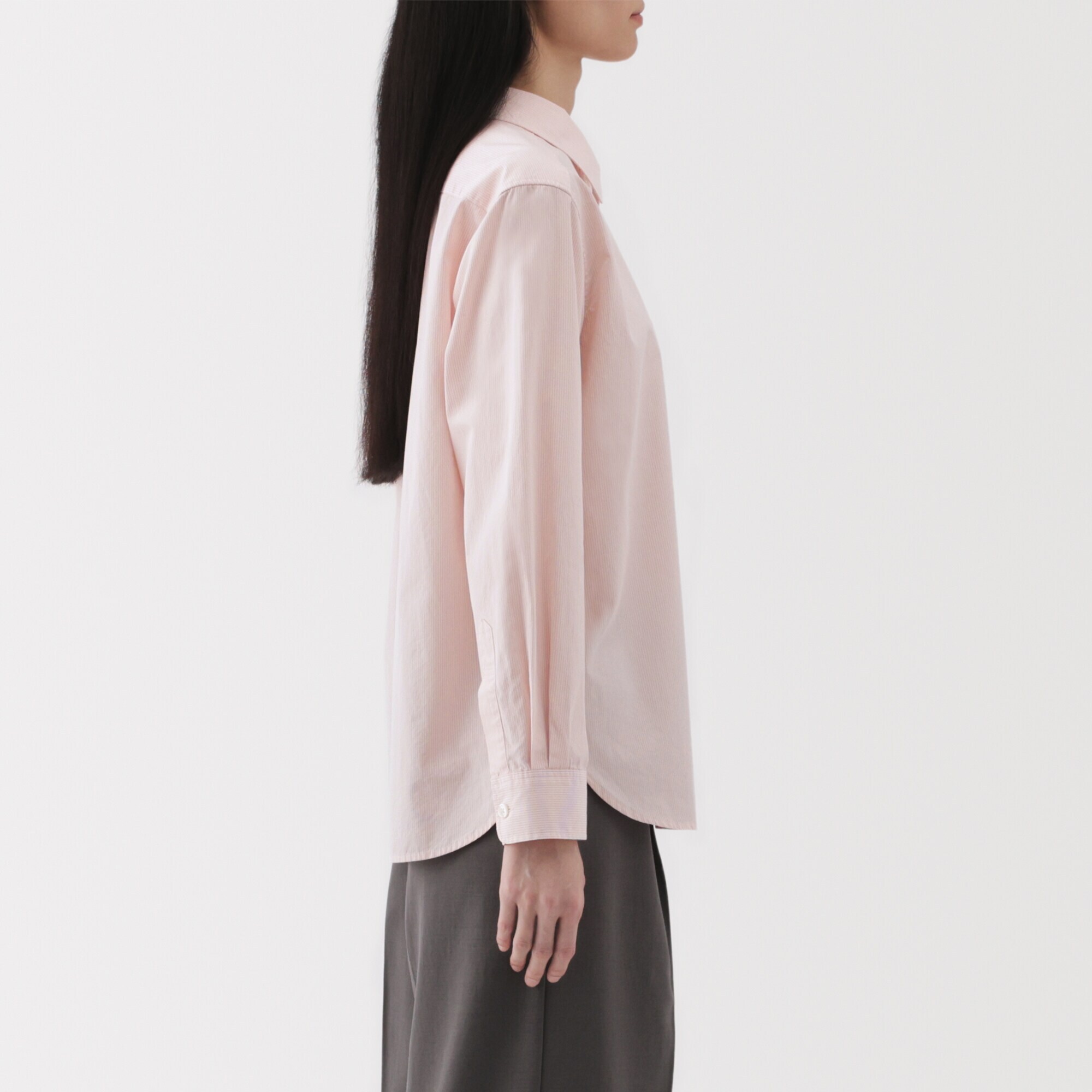 婦人　洗いざらし　ブロードレギュラーカラー長袖シャツ