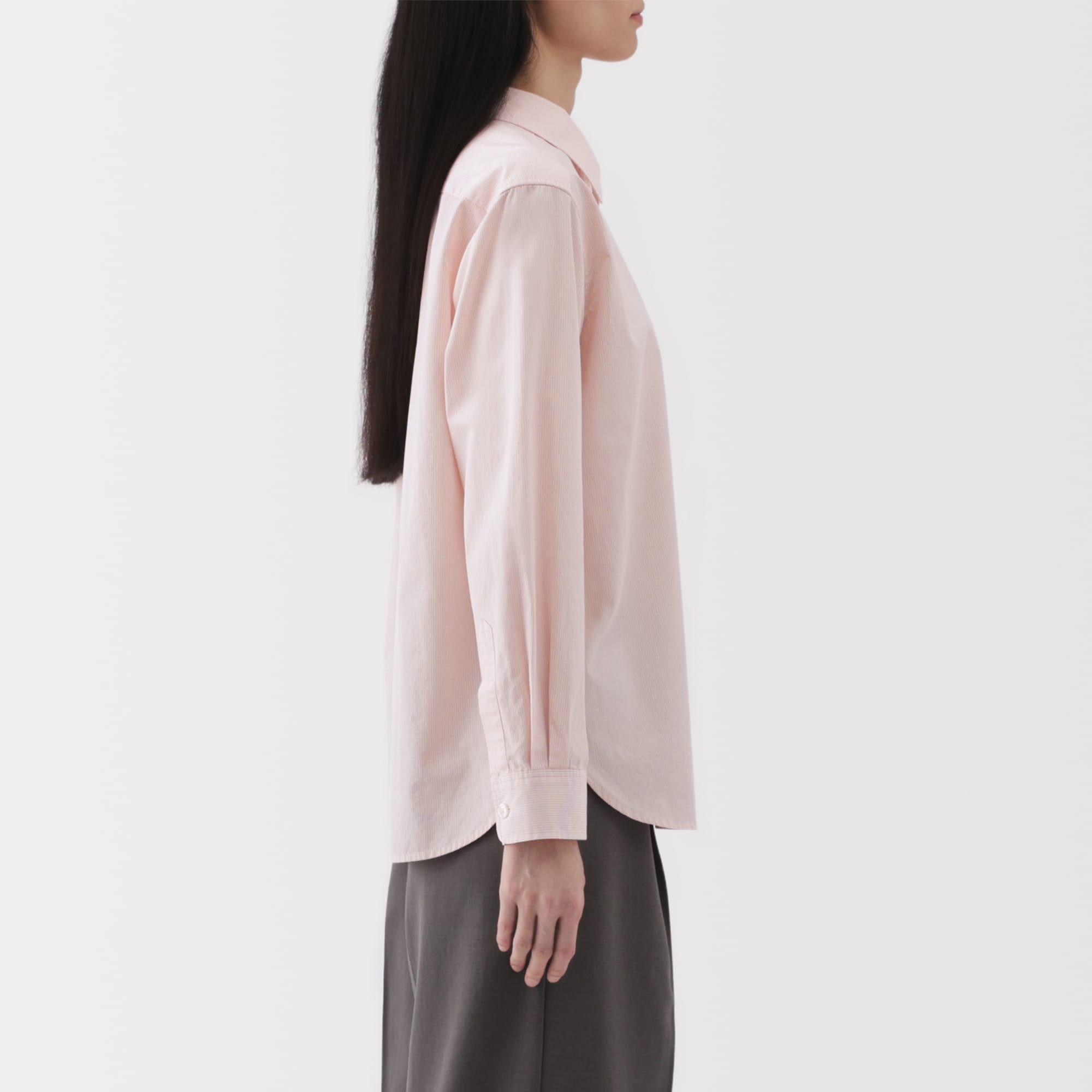 婦人　洗いざらし　ブロードレギュラーカラー長袖シャツ