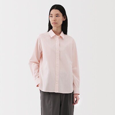 婦人　洗いざらし　ブロードレギュラーカラー長袖シャツ