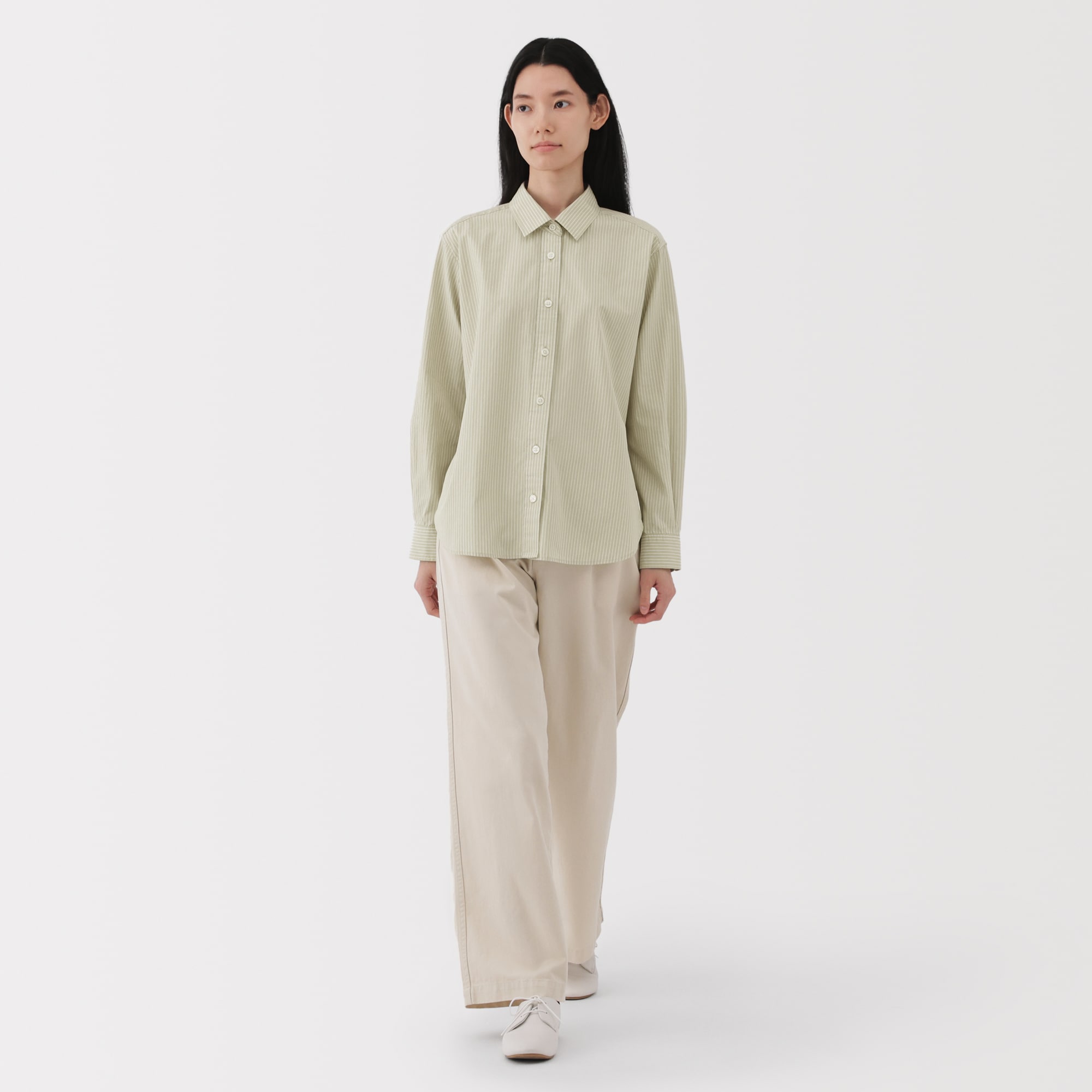 婦人 洗いざらし ブロードレギュラーカラー長袖シャツ | 無印良品