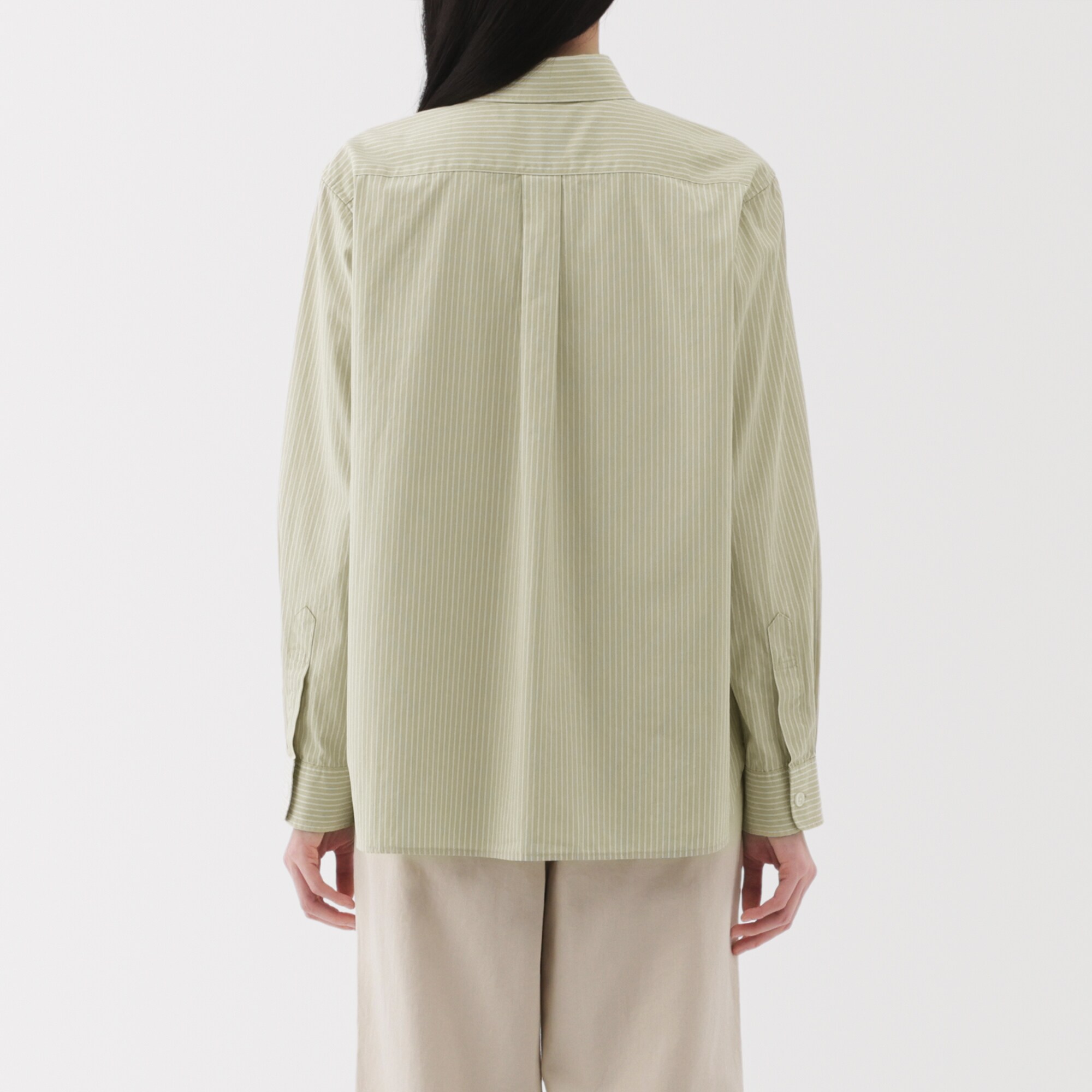 婦人　洗いざらし　ブロードレギュラーカラー長袖シャツ