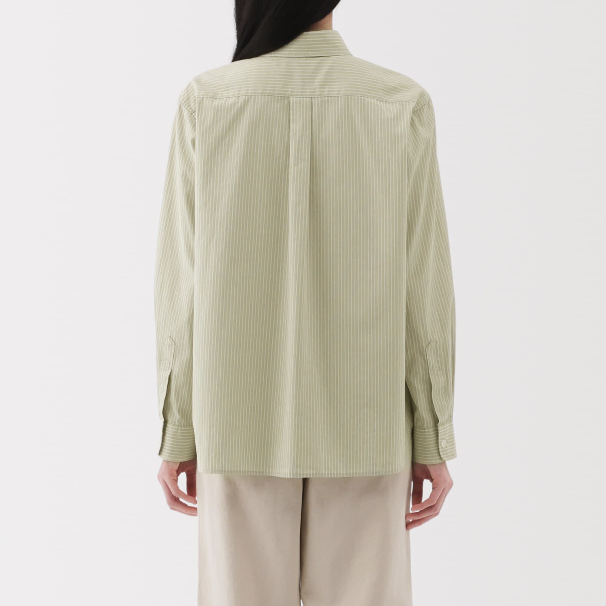 婦人　洗いざらし　ブロードレギュラーカラー長袖シャツ