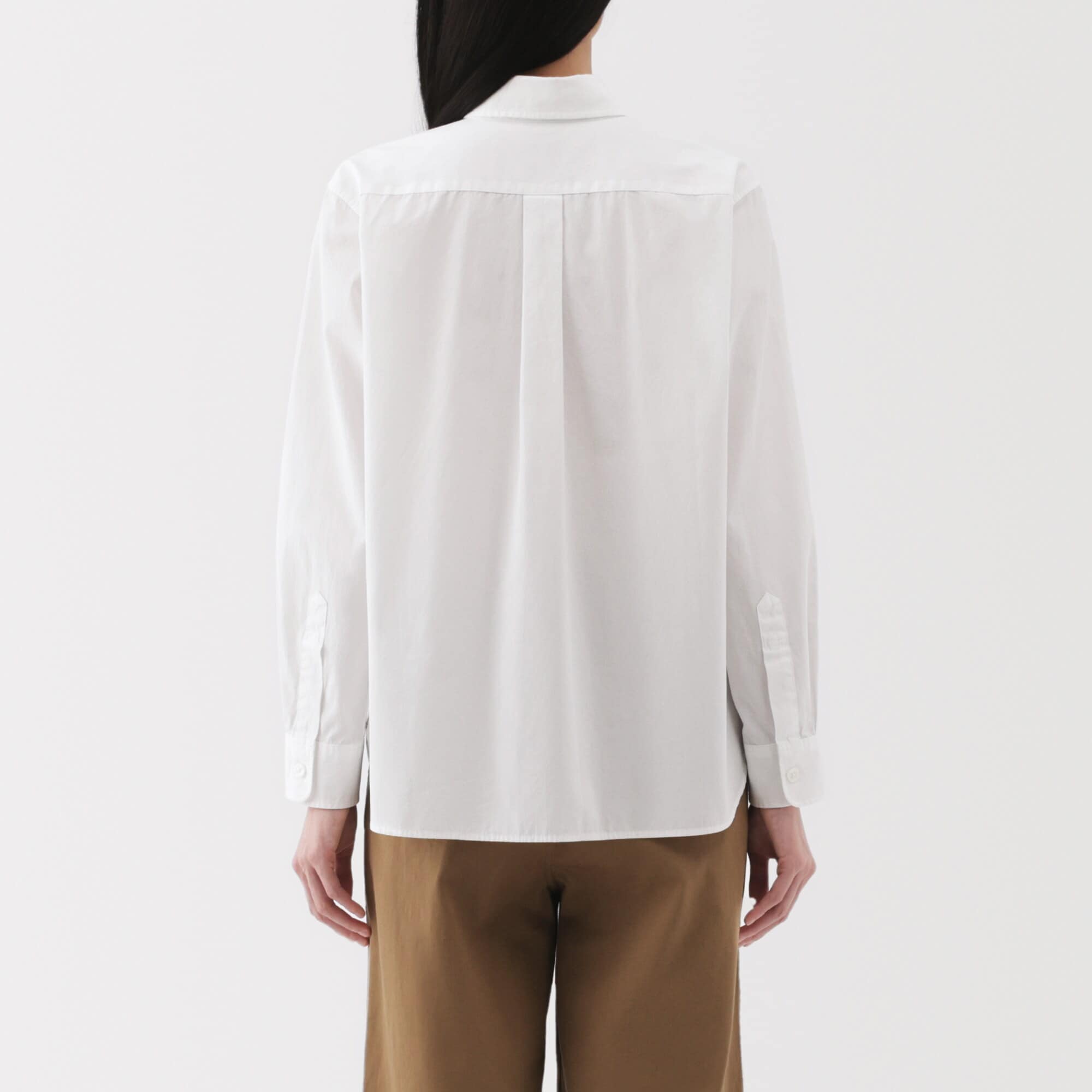 婦人　洗いざらし　ブロードレギュラーカラー長袖シャツ