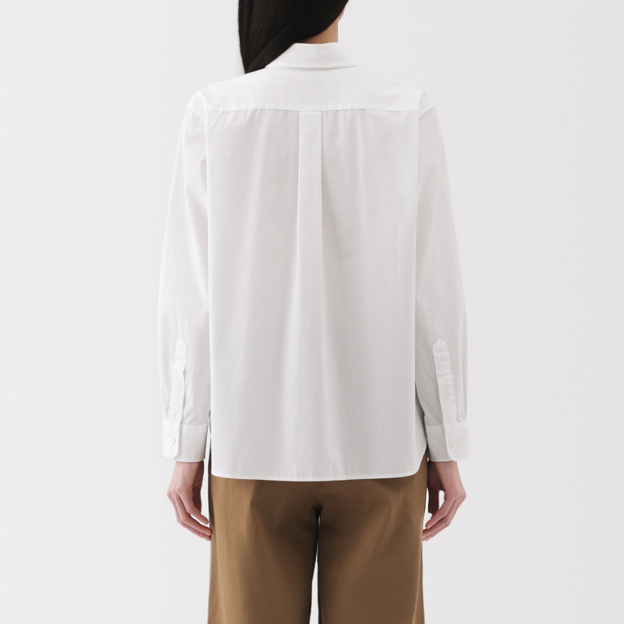 婦人　洗いざらし　ブロードレギュラーカラー長袖シャツ