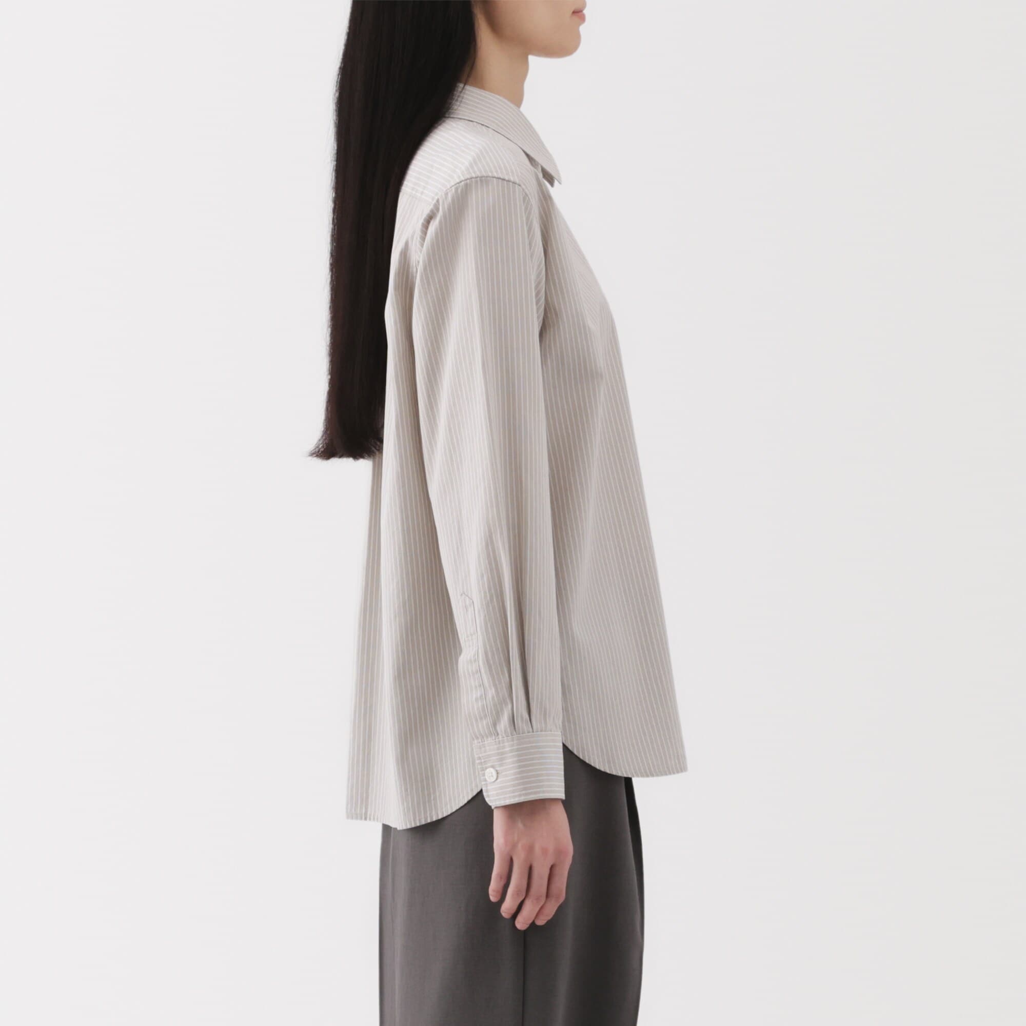 婦人　洗いざらし　ブロードレギュラーカラー長袖シャツ