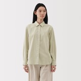 婦人　洗いざらし　ブロードレギュラーカラー長袖シャツ