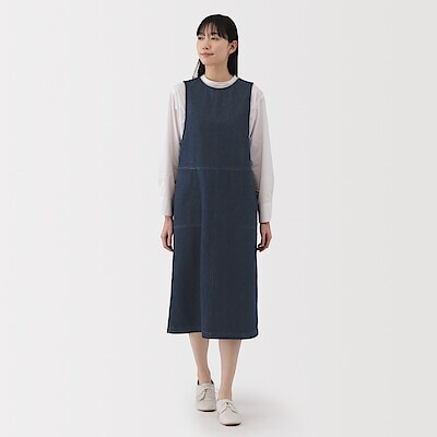 婦人　木の実から作ったカポック混　デニム　ジャンパースカート