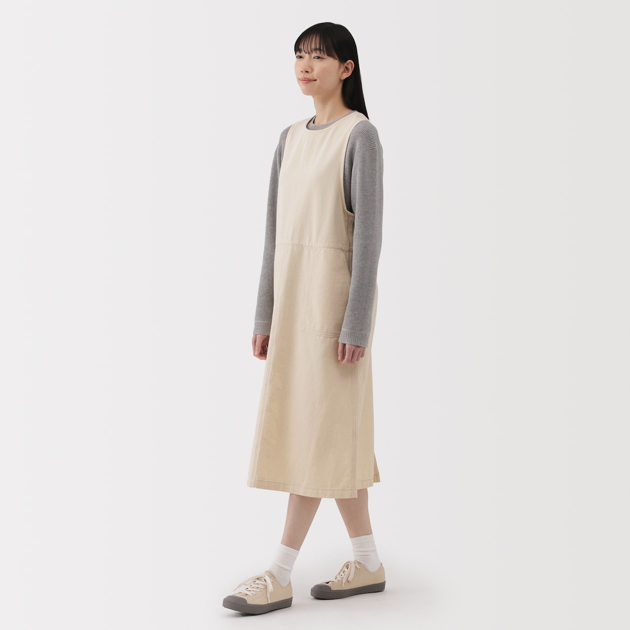 婦人　木の実から作ったカポック混　ジャンパースカート