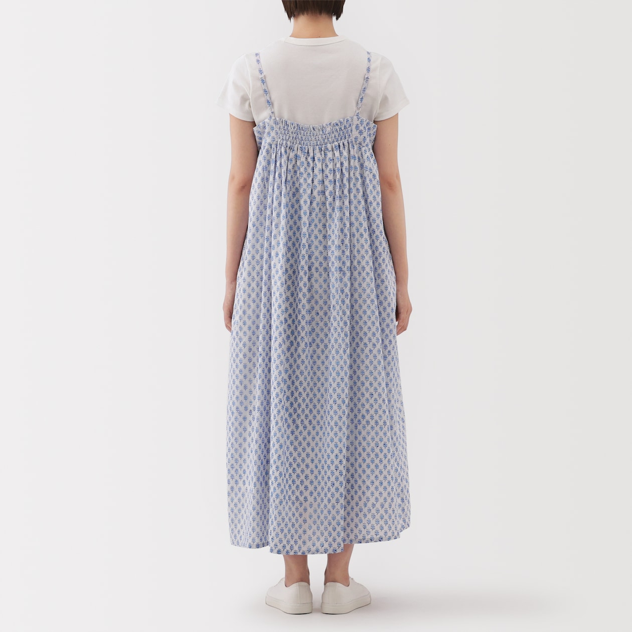 婦人　ブロックプリント　キャミソールワンピース