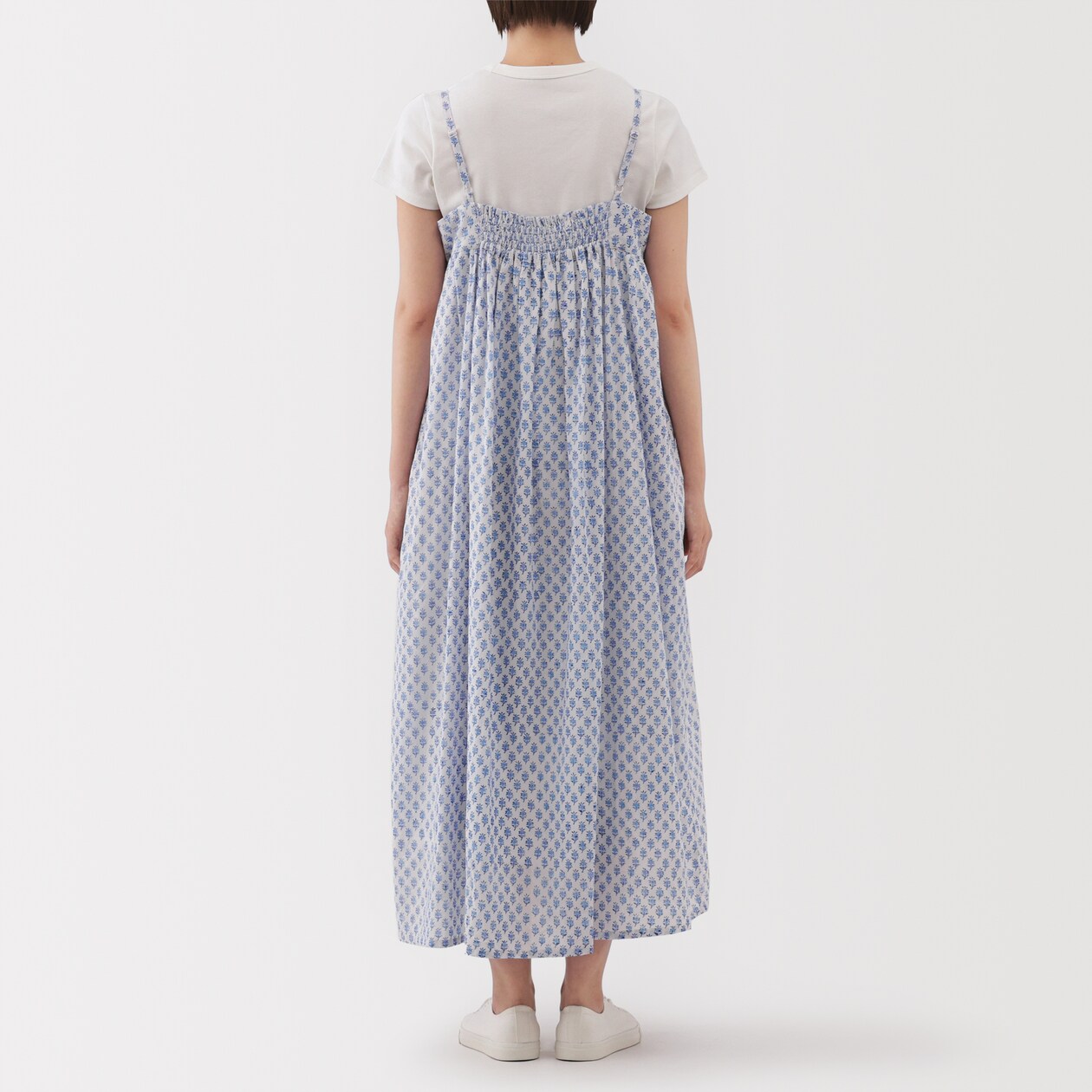 婦人　ブロックプリント　キャミソールワンピース