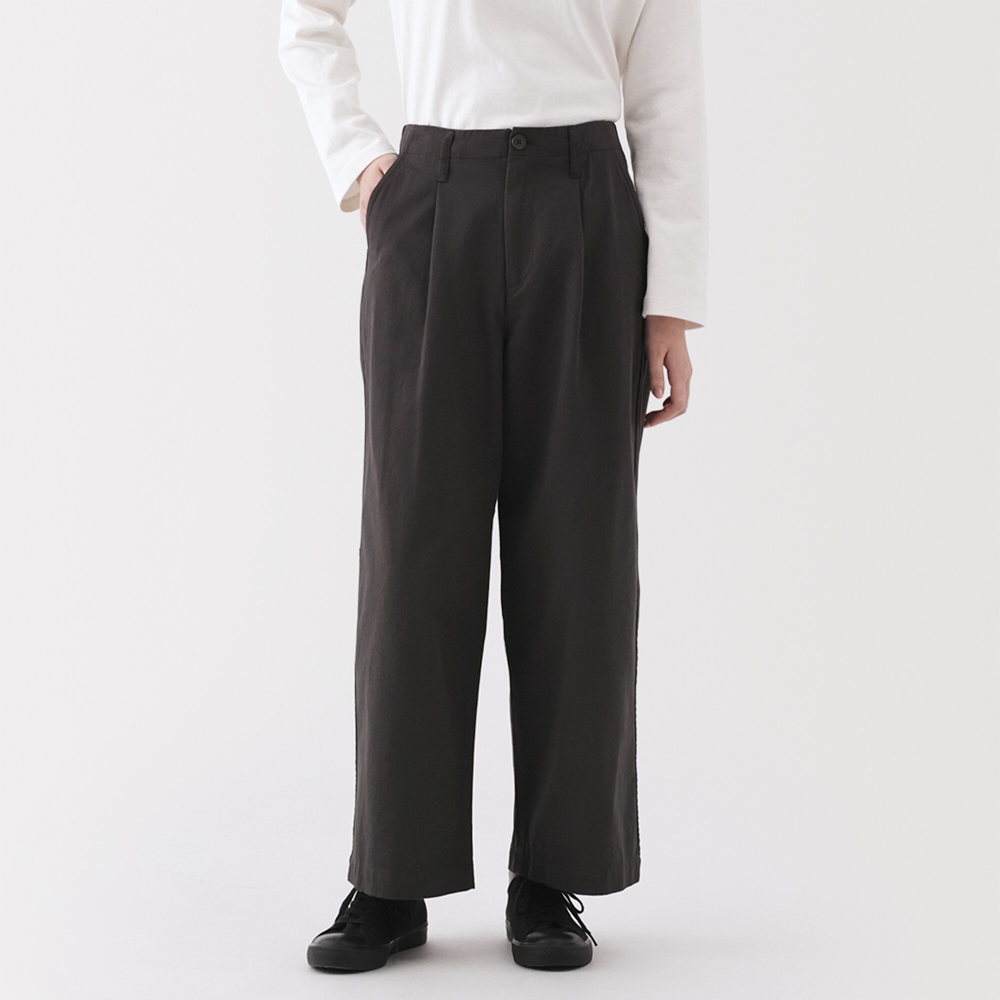 婦人　ムラ糸　チノタックワイドパンツ　股下短め（ＯＳ）