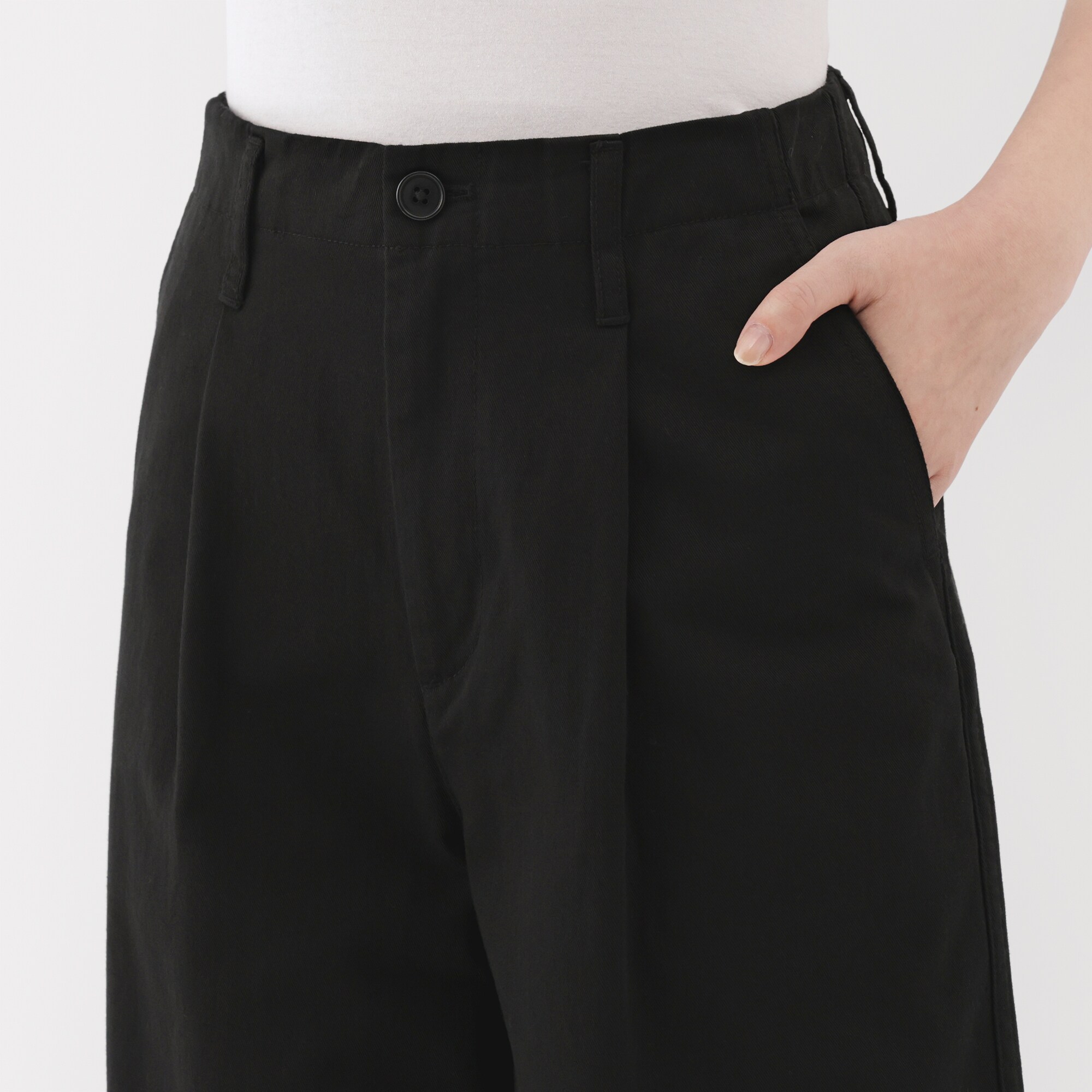 婦人　ムラ糸　チノタックワイドパンツ　股下短め（ＯＳ）