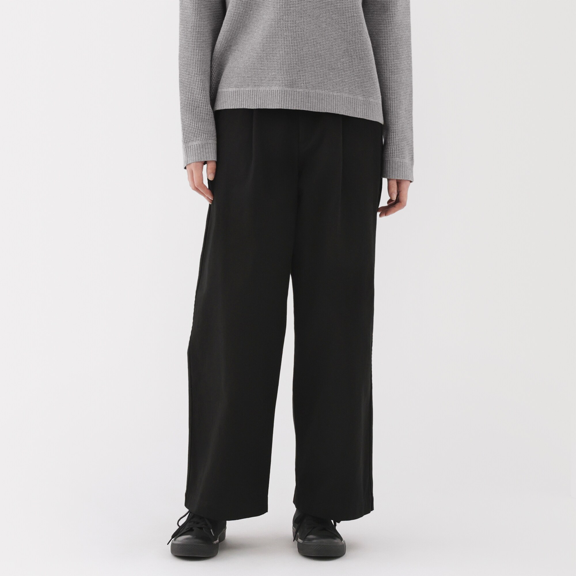 婦人　ムラ糸　チノタックワイドパンツ　股下短め（ＯＳ）