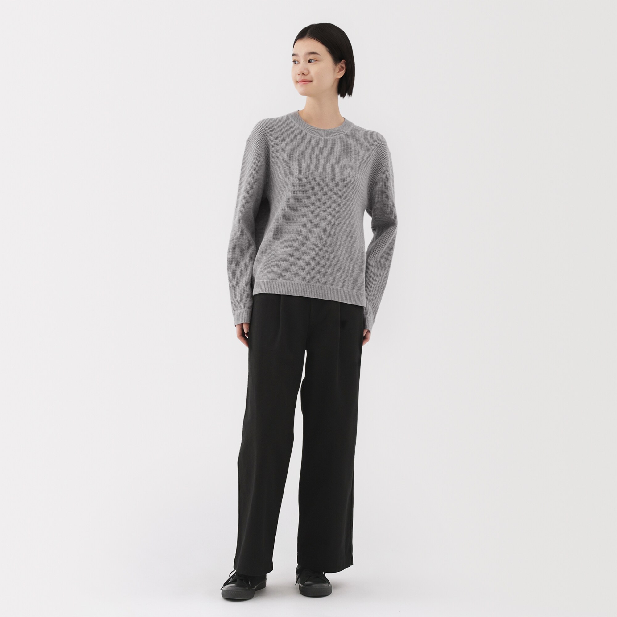 婦人　ムラ糸　チノタックワイドパンツ　股下短め（ＯＳ）