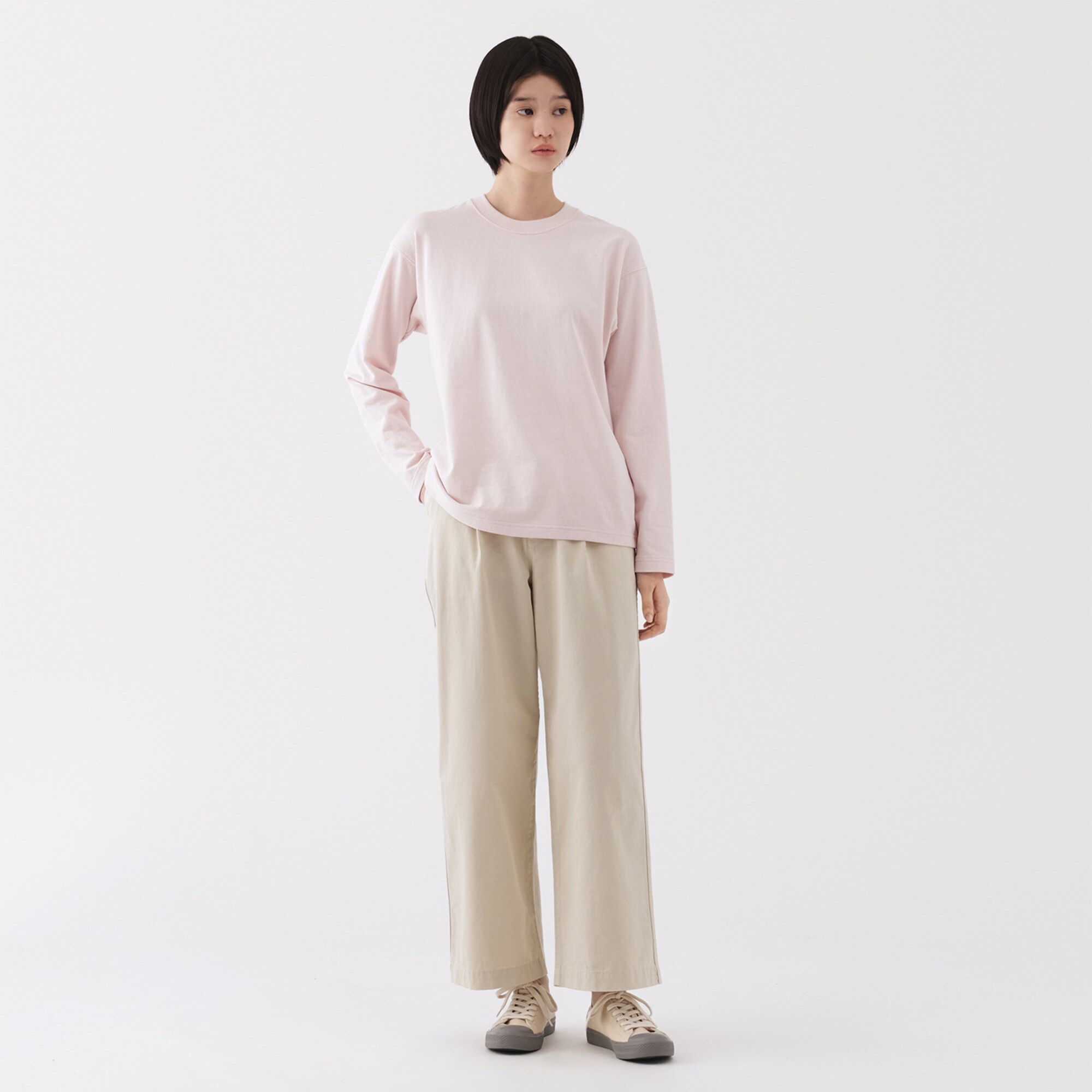 婦人　ムラ糸　チノタックワイドパンツ　股下短め（ＯＳ）