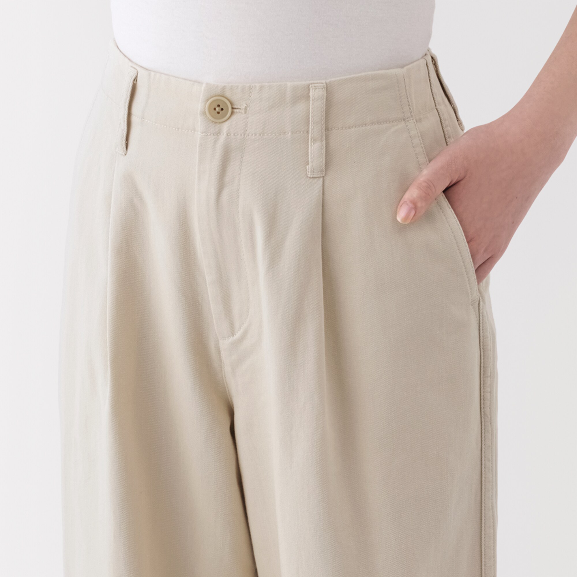 婦人　ムラ糸　チノタックワイドパンツ　股下短め（ＯＳ）