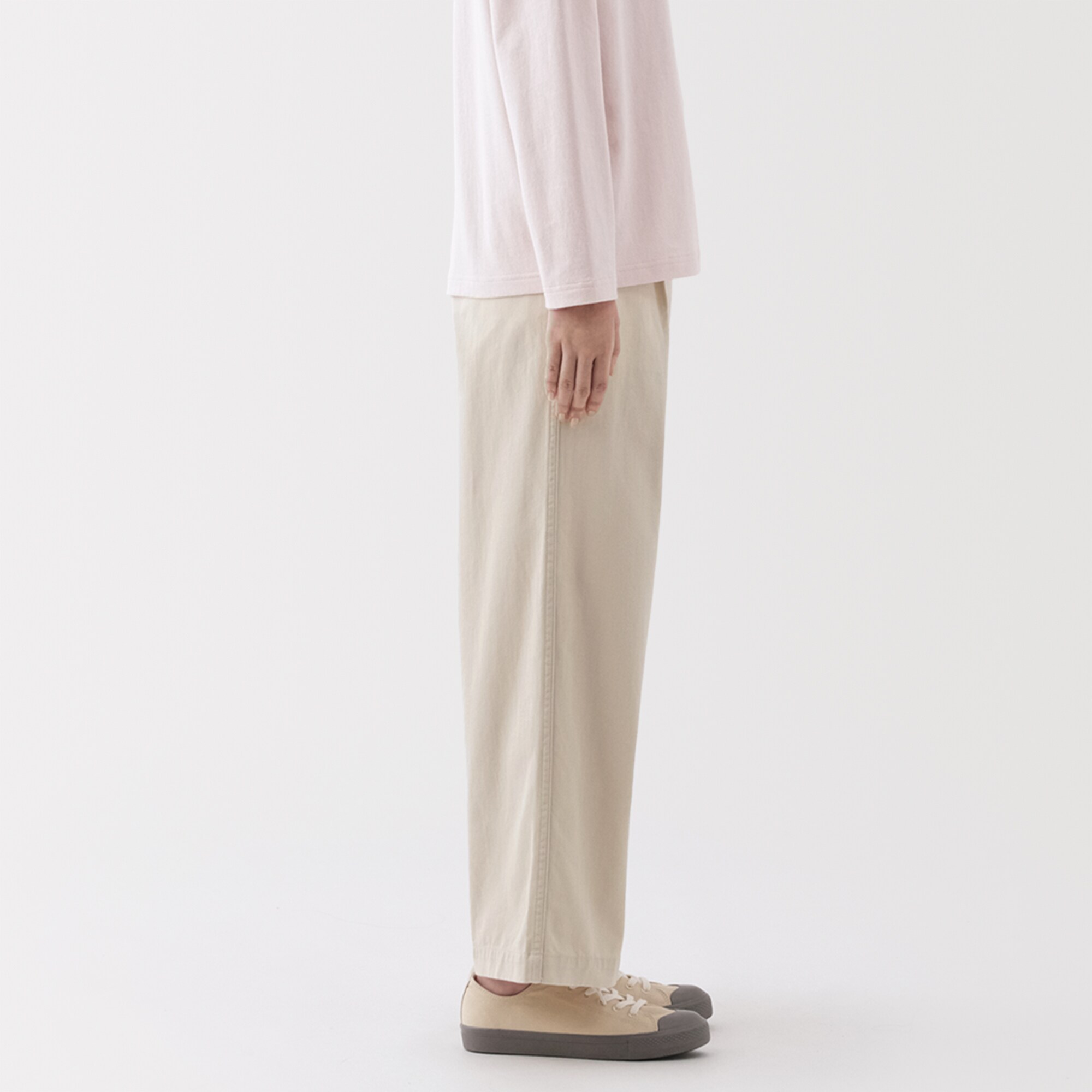 婦人　ムラ糸　チノタックワイドパンツ　股下短め（ＯＳ）