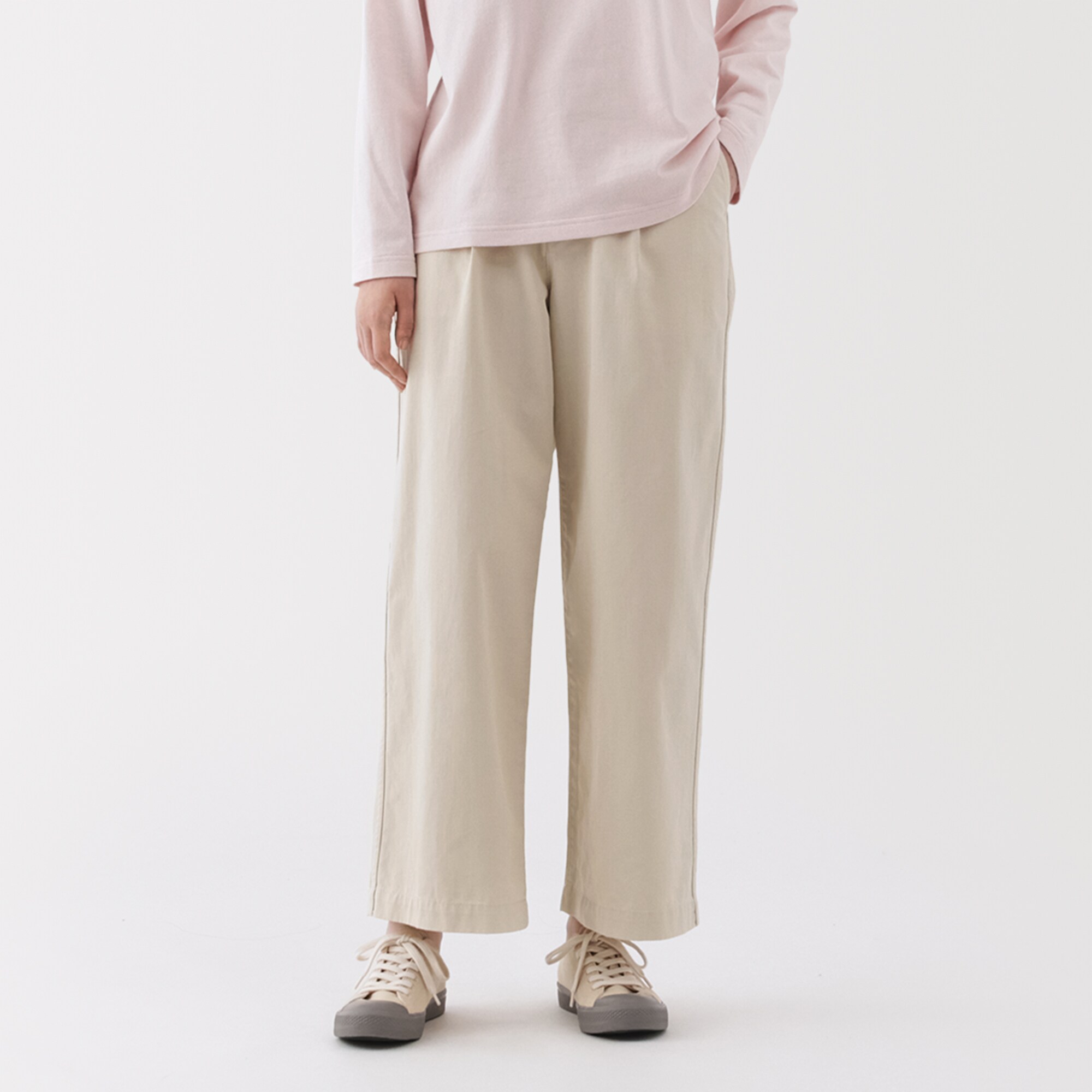 婦人　ムラ糸　チノタックワイドパンツ　股下短め（ＯＳ）