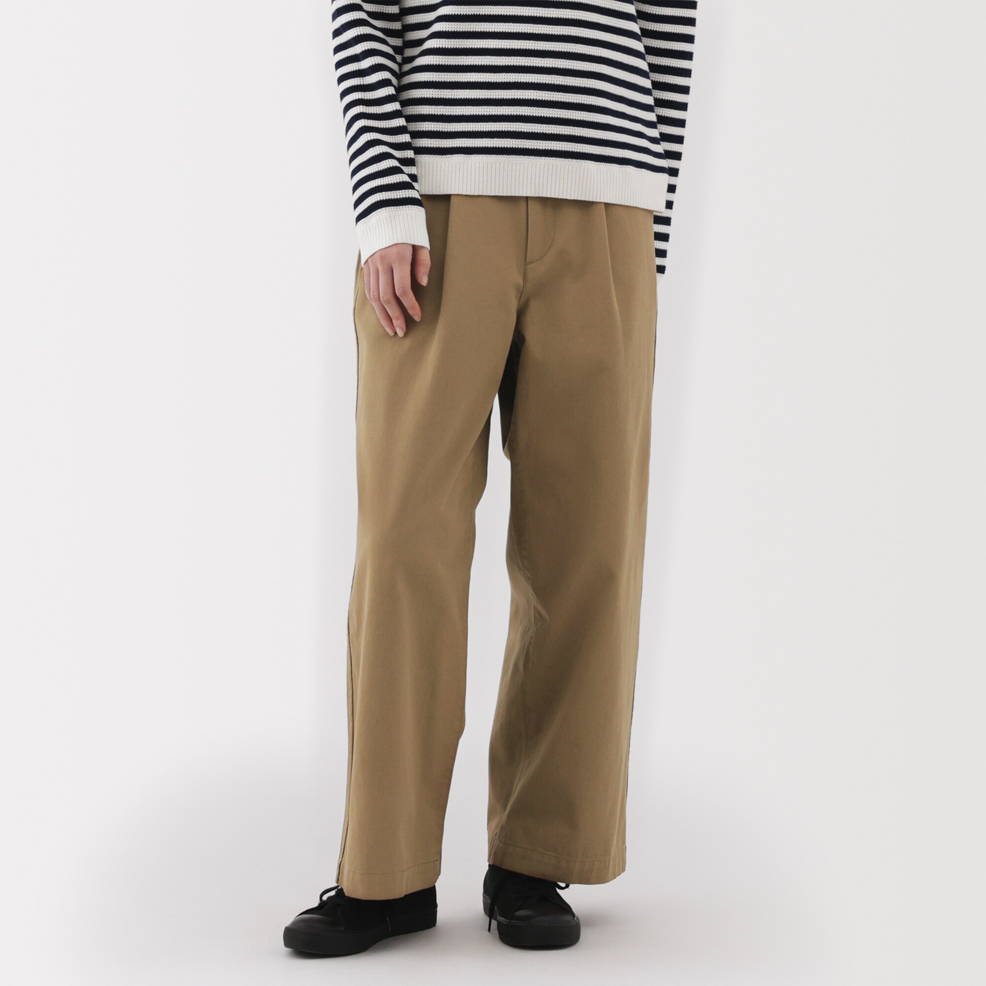 婦人 ムラ糸 チノタックワイドパンツ 股下短め（OS） | 無印良品