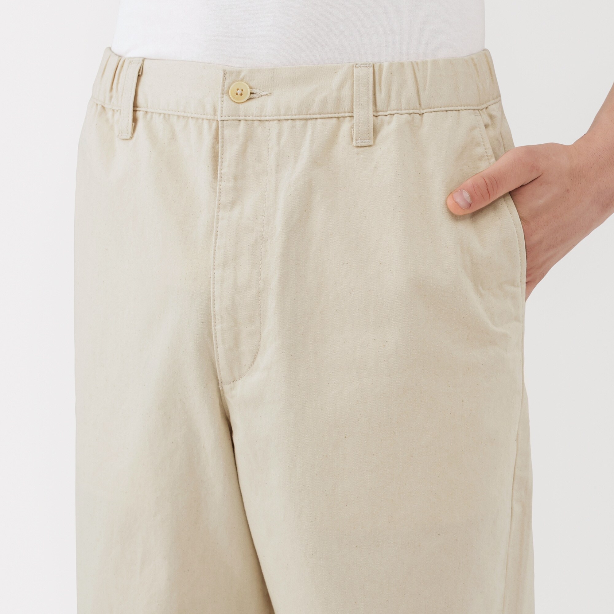 紳士　洗いざらしデニムイージーパンツ　生成