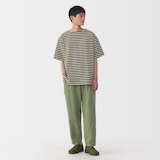 紳士　ヘンプ混ツイルタックストレートパンツ