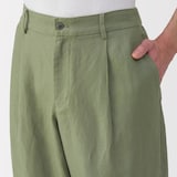 紳士　ヘンプ混ツイルタックストレートパンツ