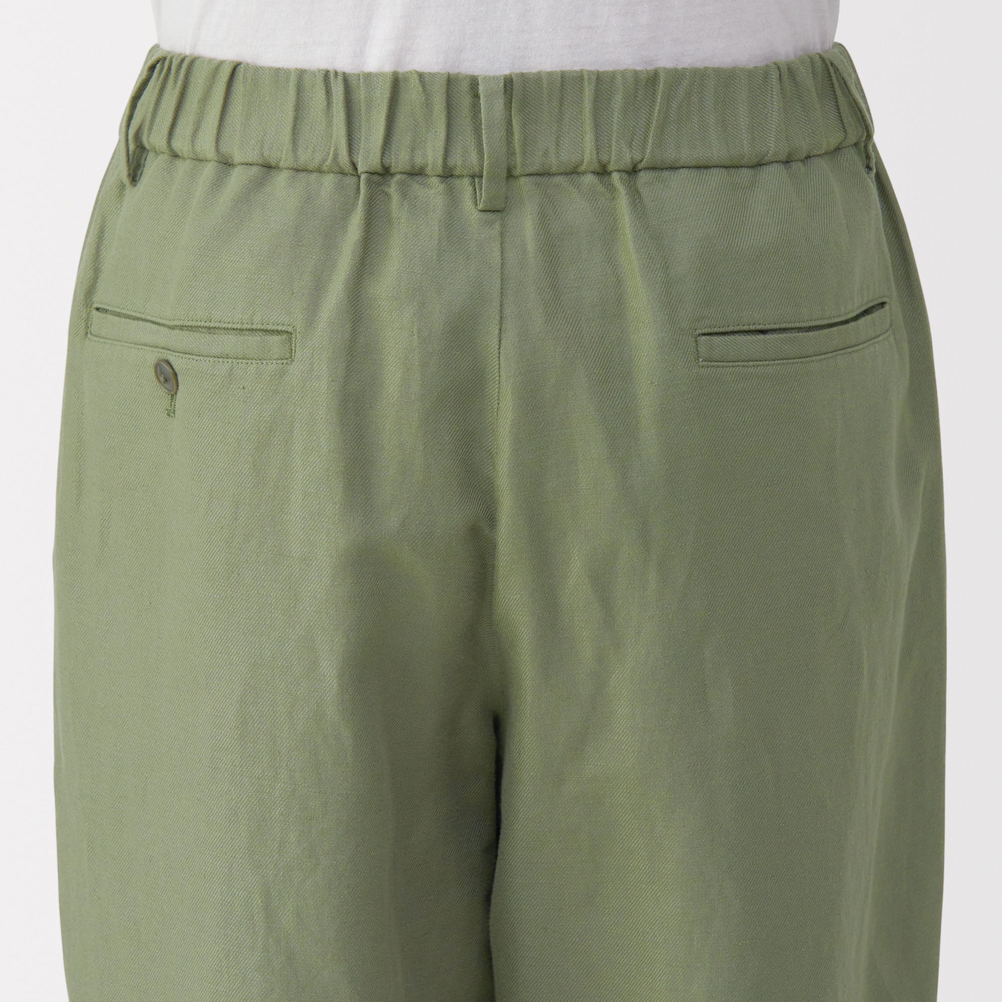 紳士　ヘンプ混ツイルタックストレートパンツ