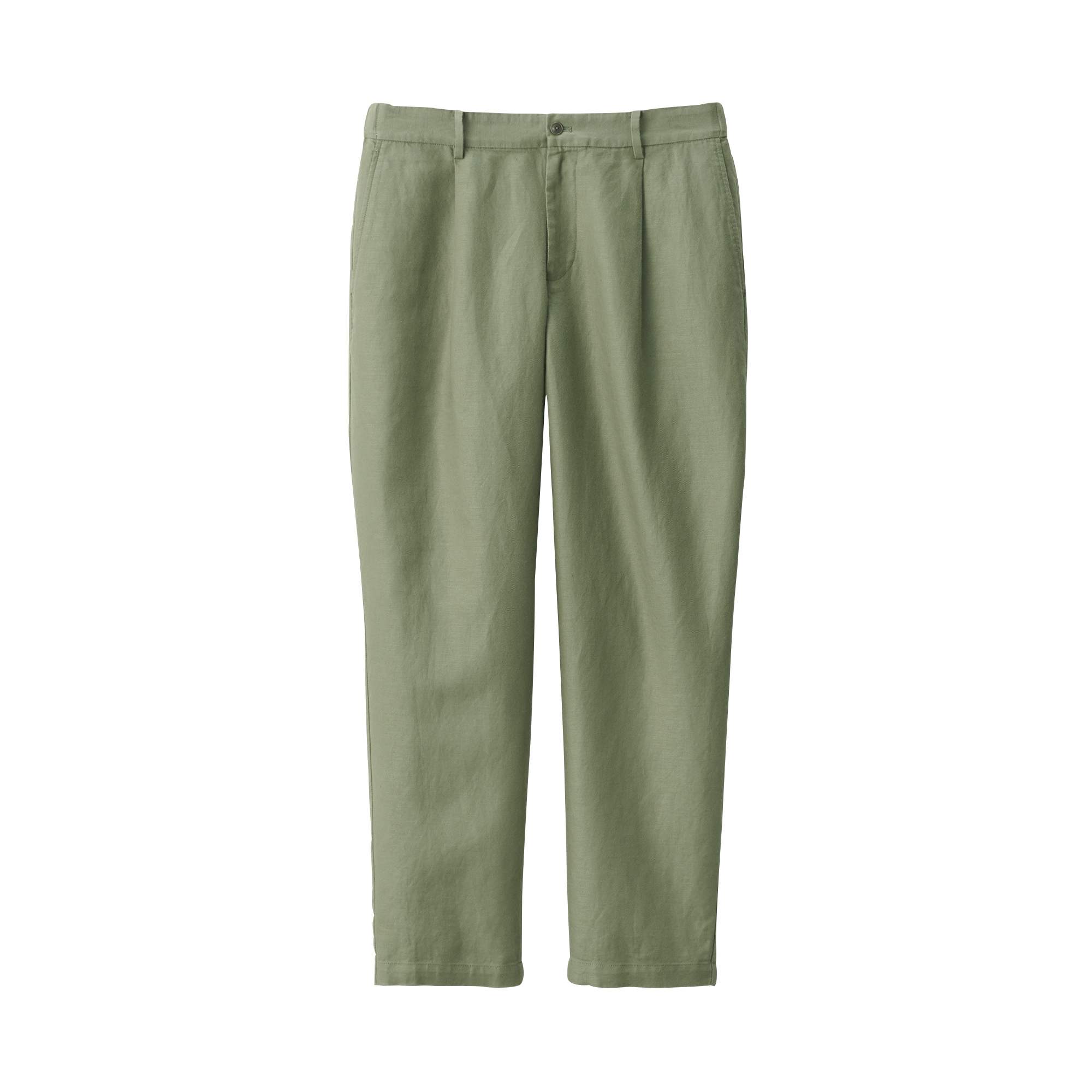 紳士　ヘンプ混ツイルタックストレートパンツ