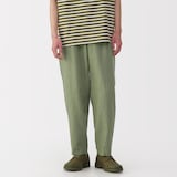 紳士　ヘンプ混ツイルタックストレートパンツ