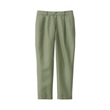 紳士　ヘンプ混ツイルタックストレートパンツ