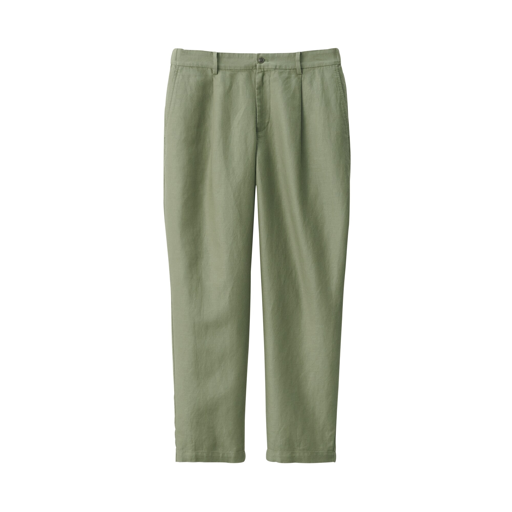 紳士　ヘンプ混ツイルタックストレートパンツ