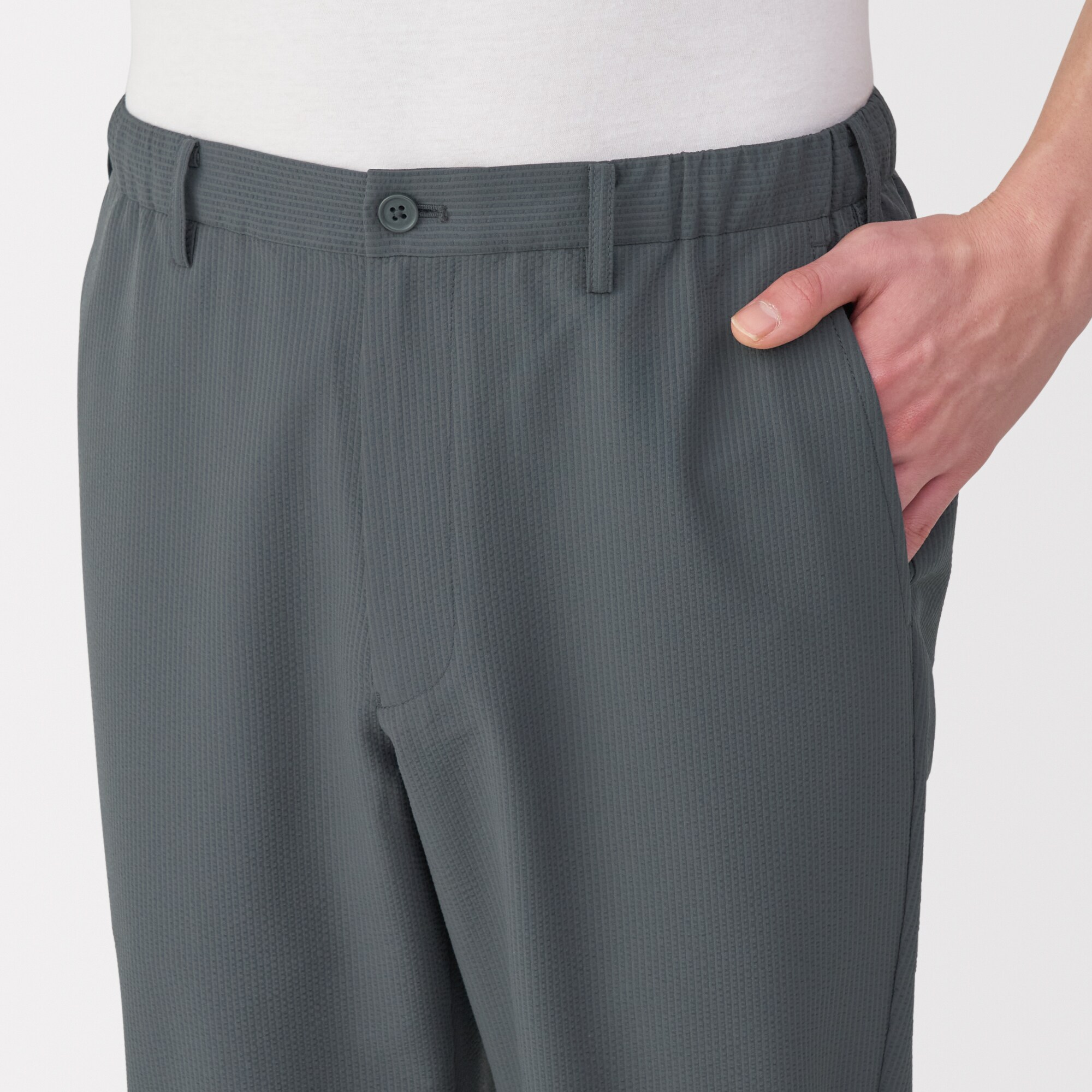 風を通すストレッチサッカーノータックパンツ　　 M×2枚 裾上:股下70 無印良品 パンツ 紳士 風を通すストレッチサッカーノータック
