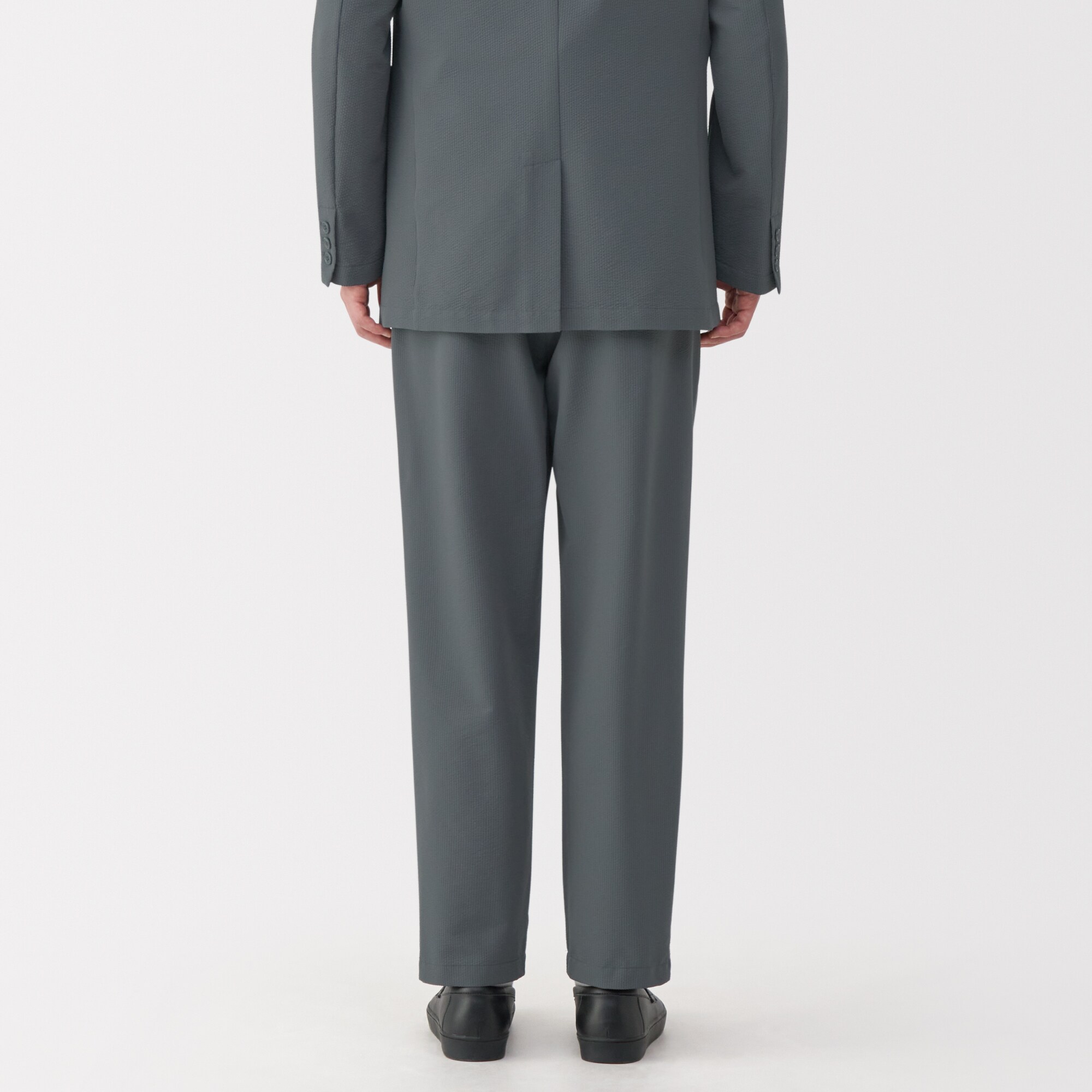 紳士　風を通すストレッチサッカーノータックパンツ