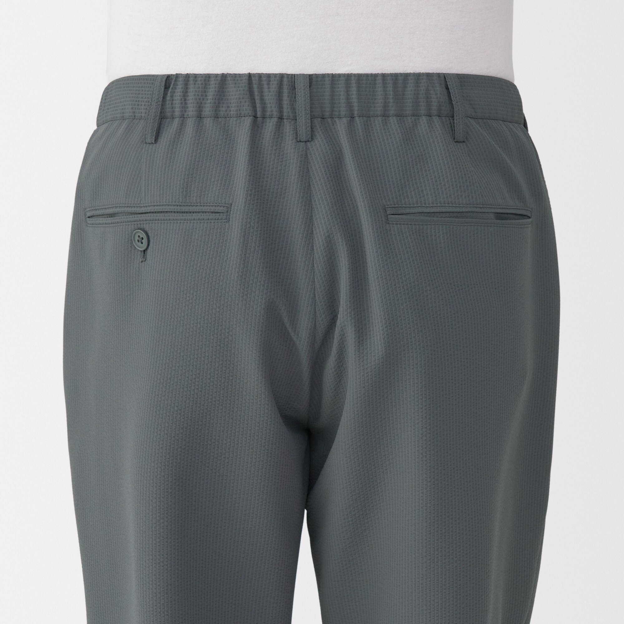 紳士　風を通すストレッチサッカーノータックパンツ