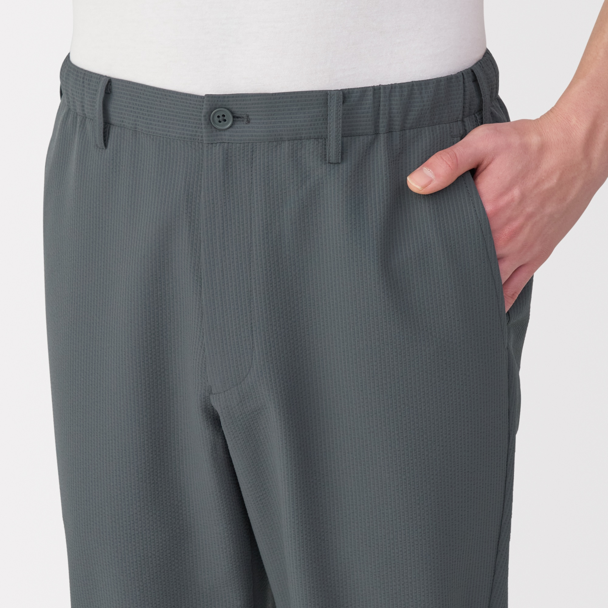 紳士　風を通すストレッチサッカーノータックパンツ