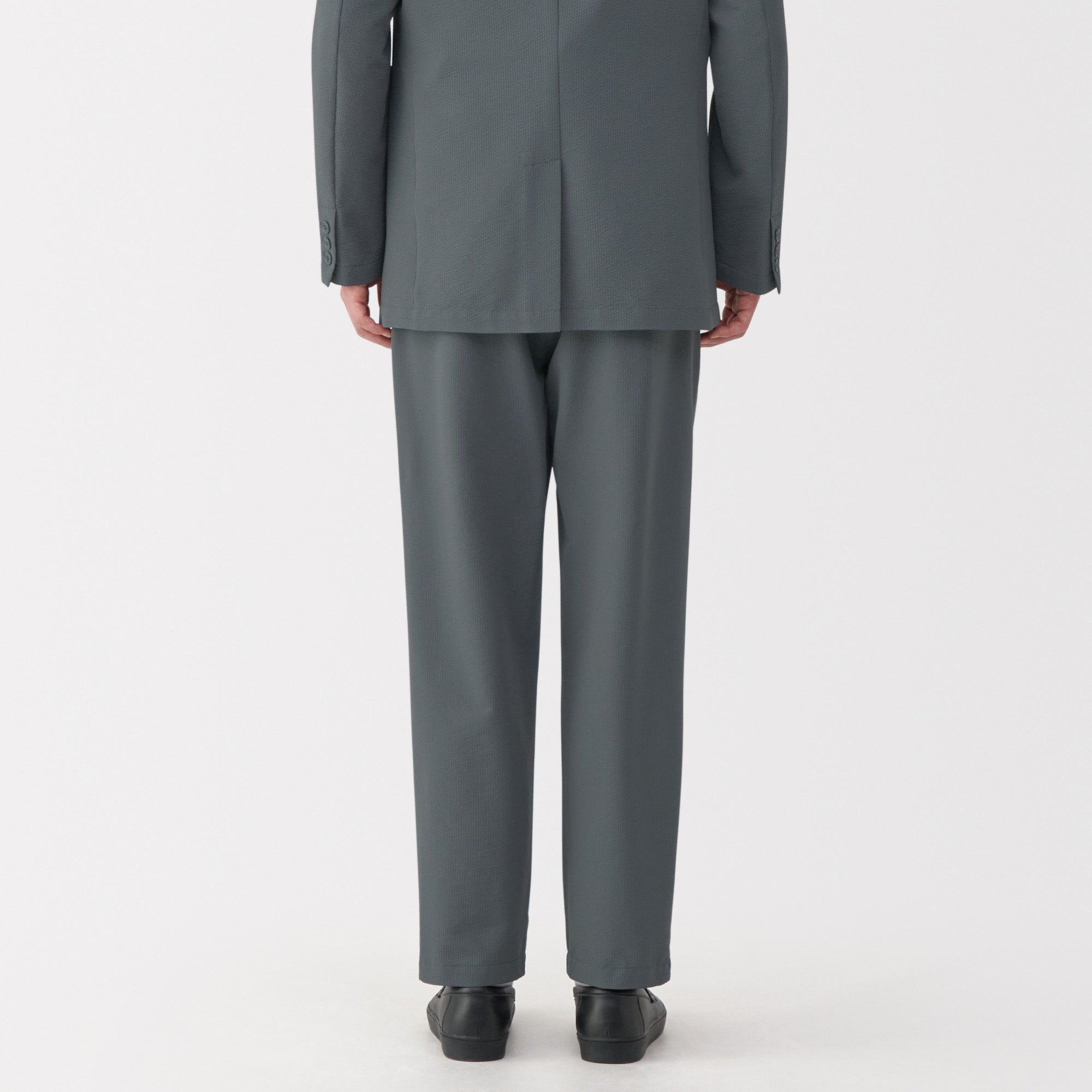 紳士　風を通すストレッチサッカーノータックパンツ