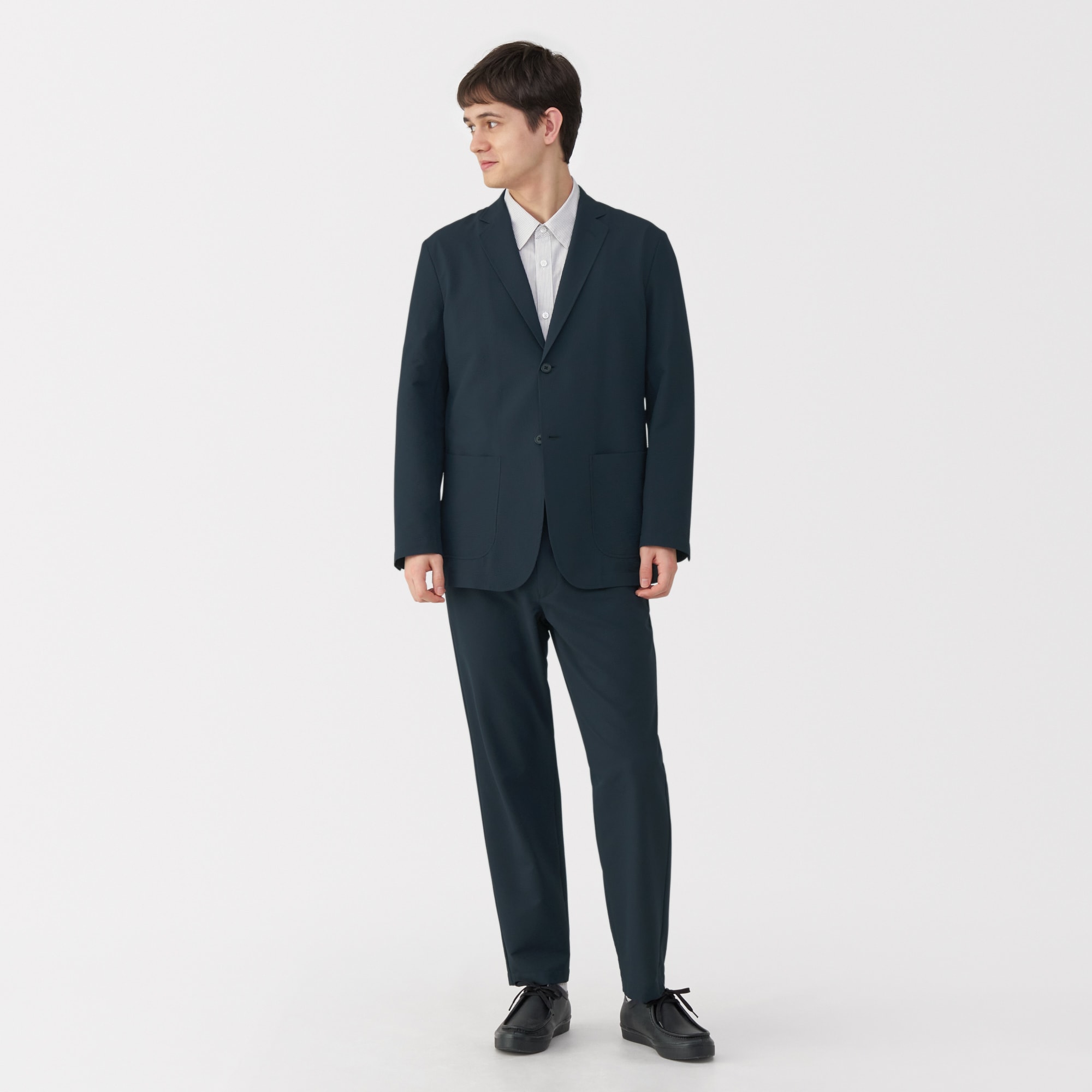 紳士　風を通すストレッチサッカーノータックパンツ