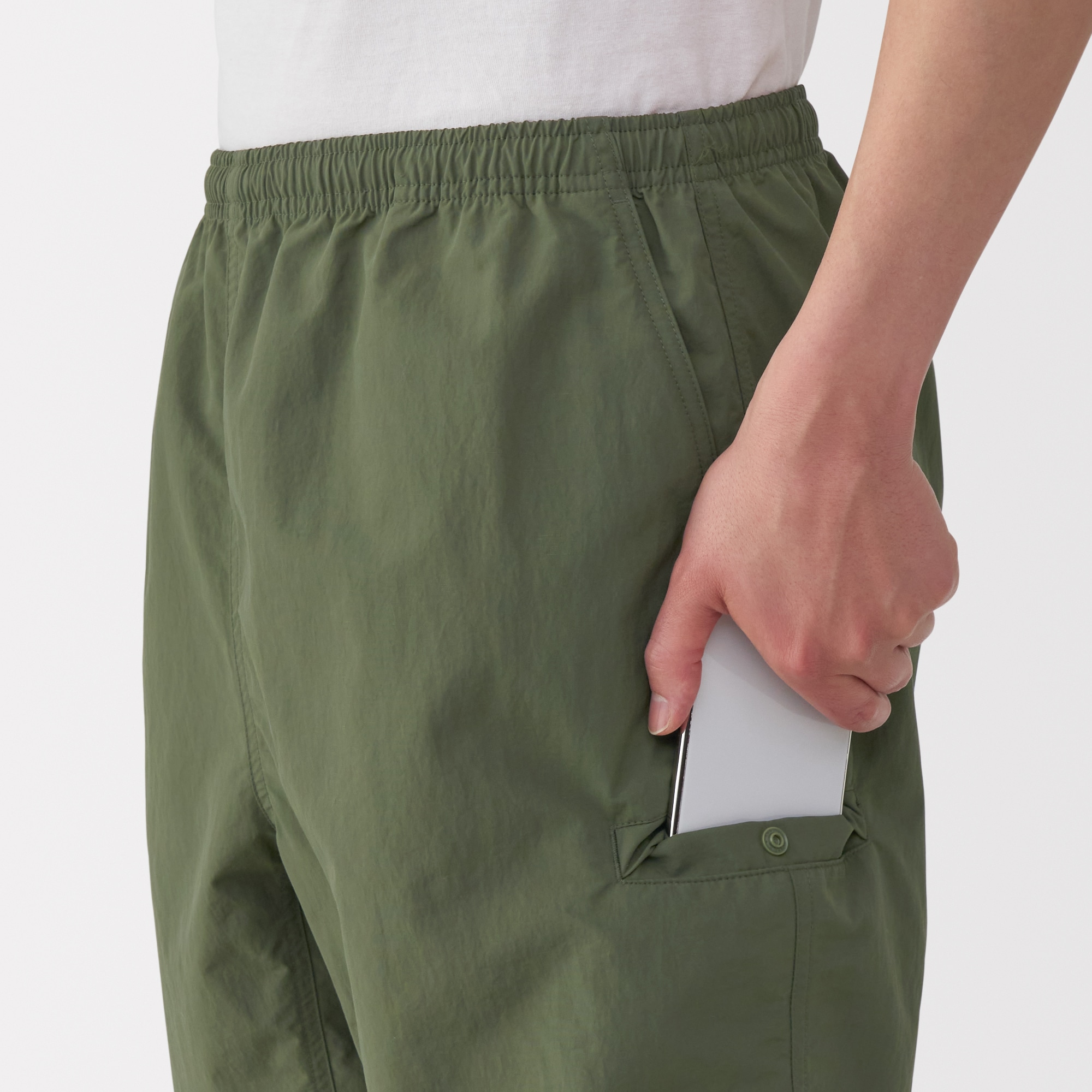 紳士　撥水ナイロンポケッタブルショートパンツ