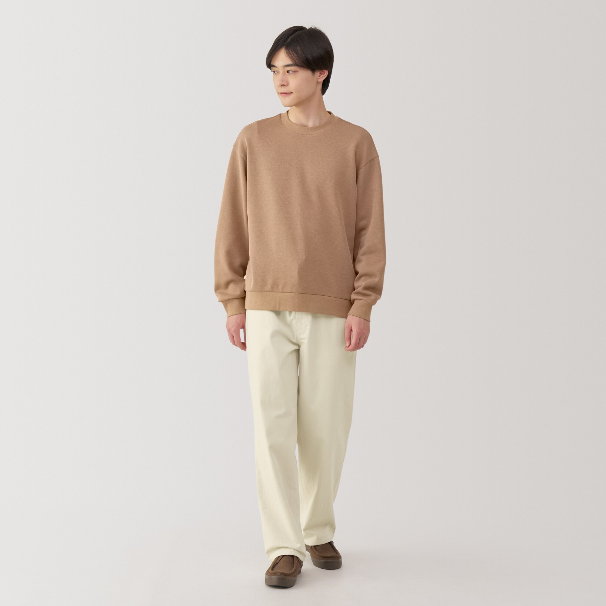 紳士 木の実から作ったカポック混ヘリンボーンワイドパンツ