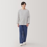 紳士　木の実から作ったカポック混ヘリンボーンワイドパンツ